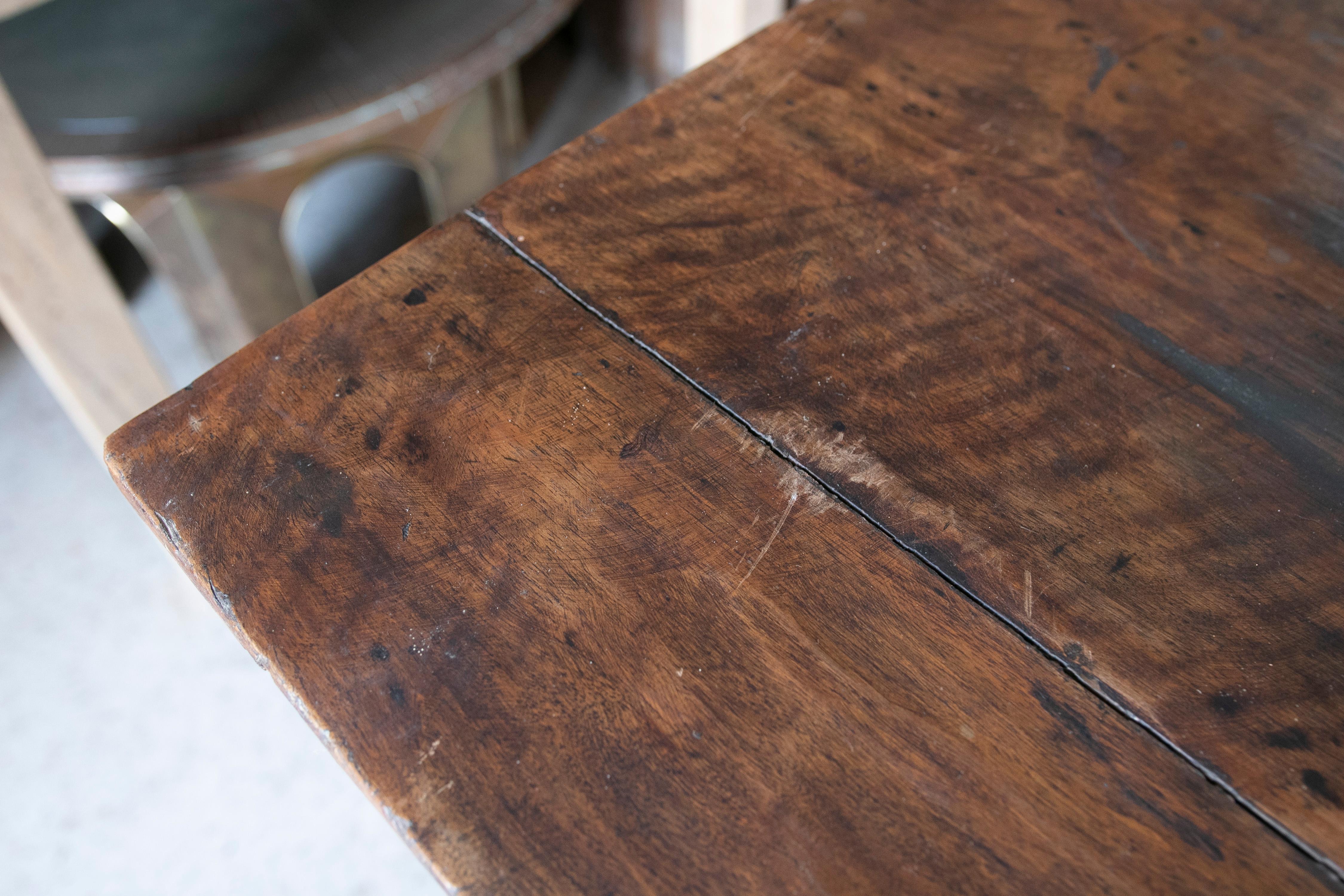 18th Century  Walnut Table with Iron Legs  For Sale 4