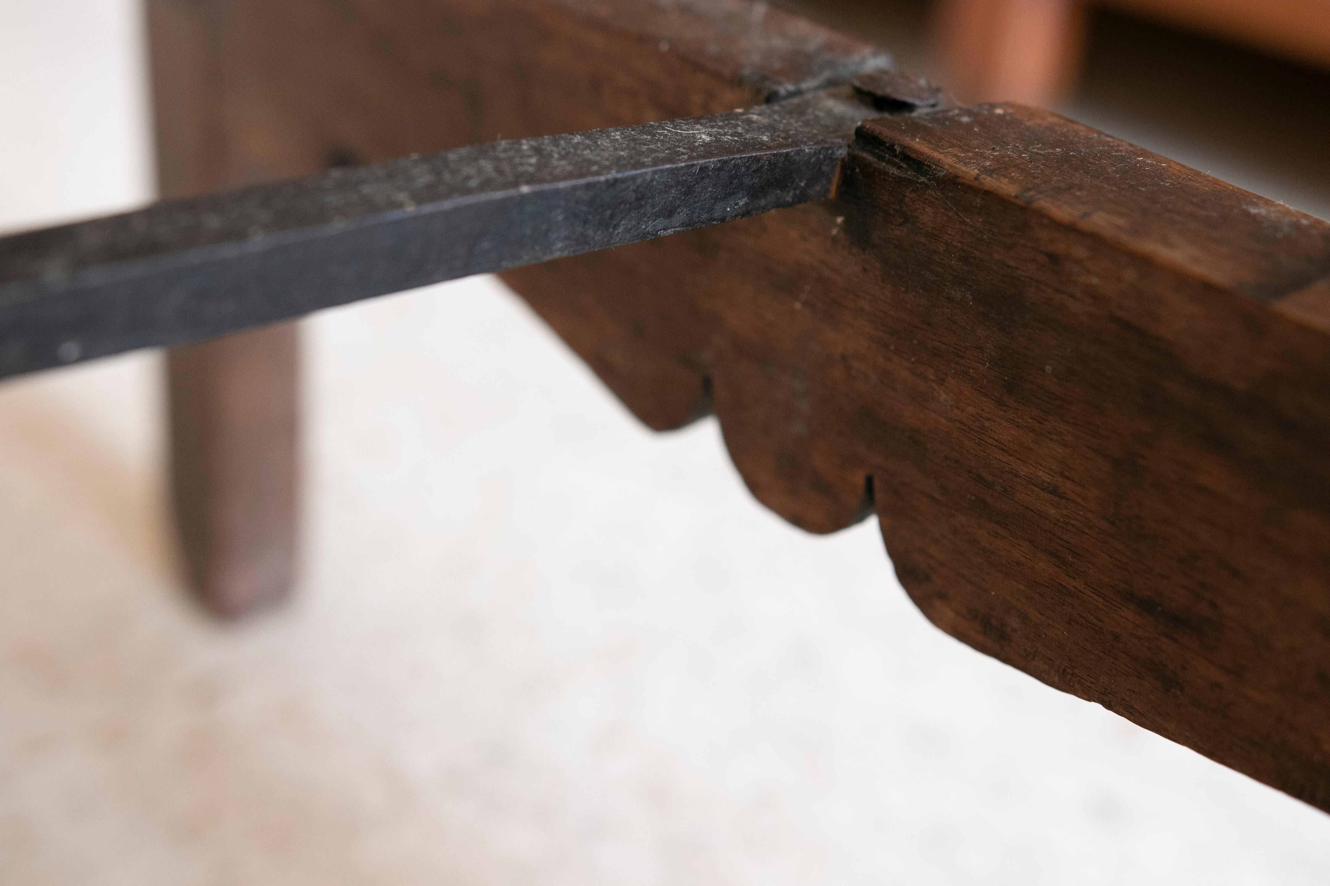 18th Century  Walnut Table with Iron Legs  For Sale 10