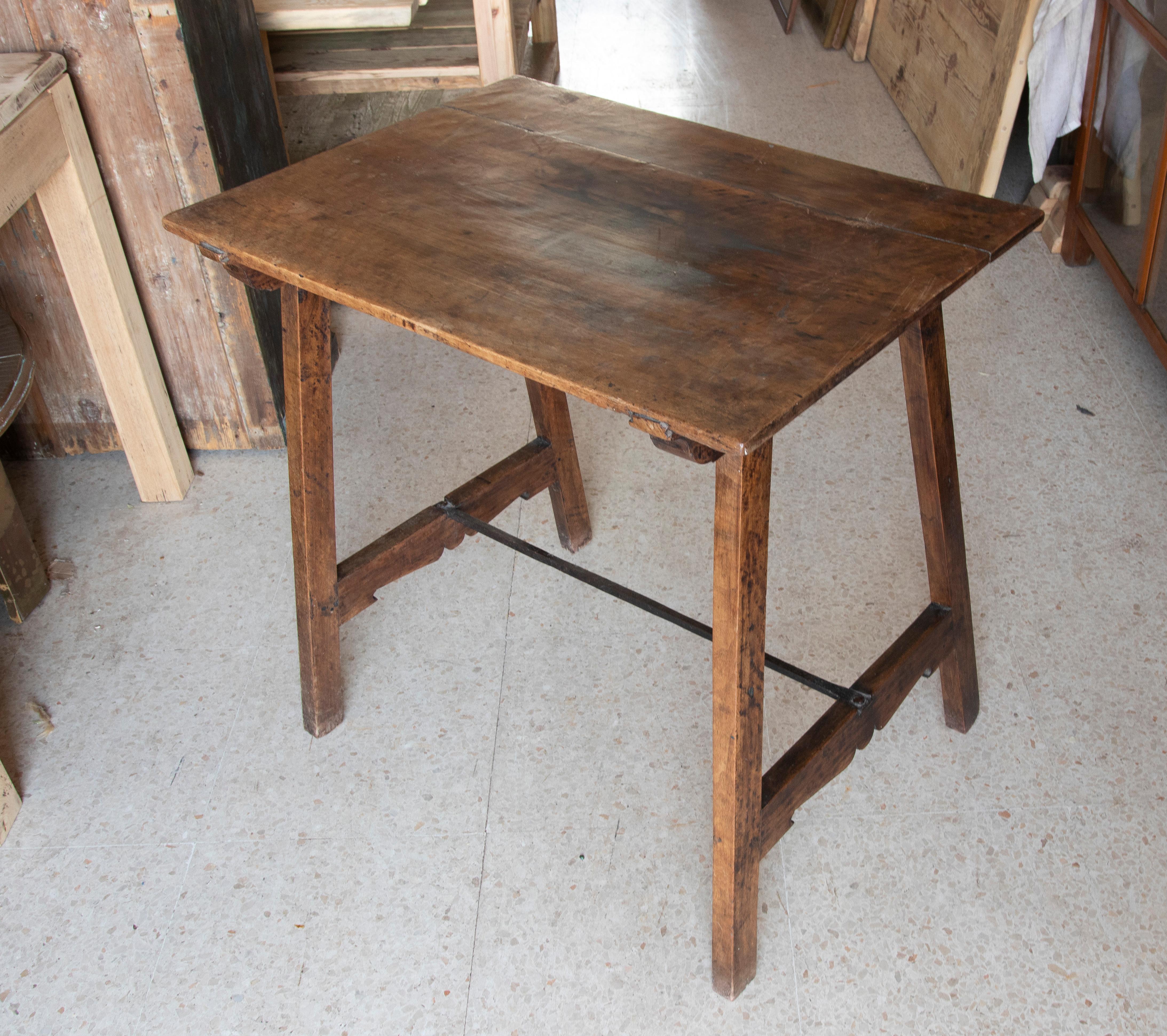 Spanish 18th Century  Walnut Table with Iron Legs  For Sale