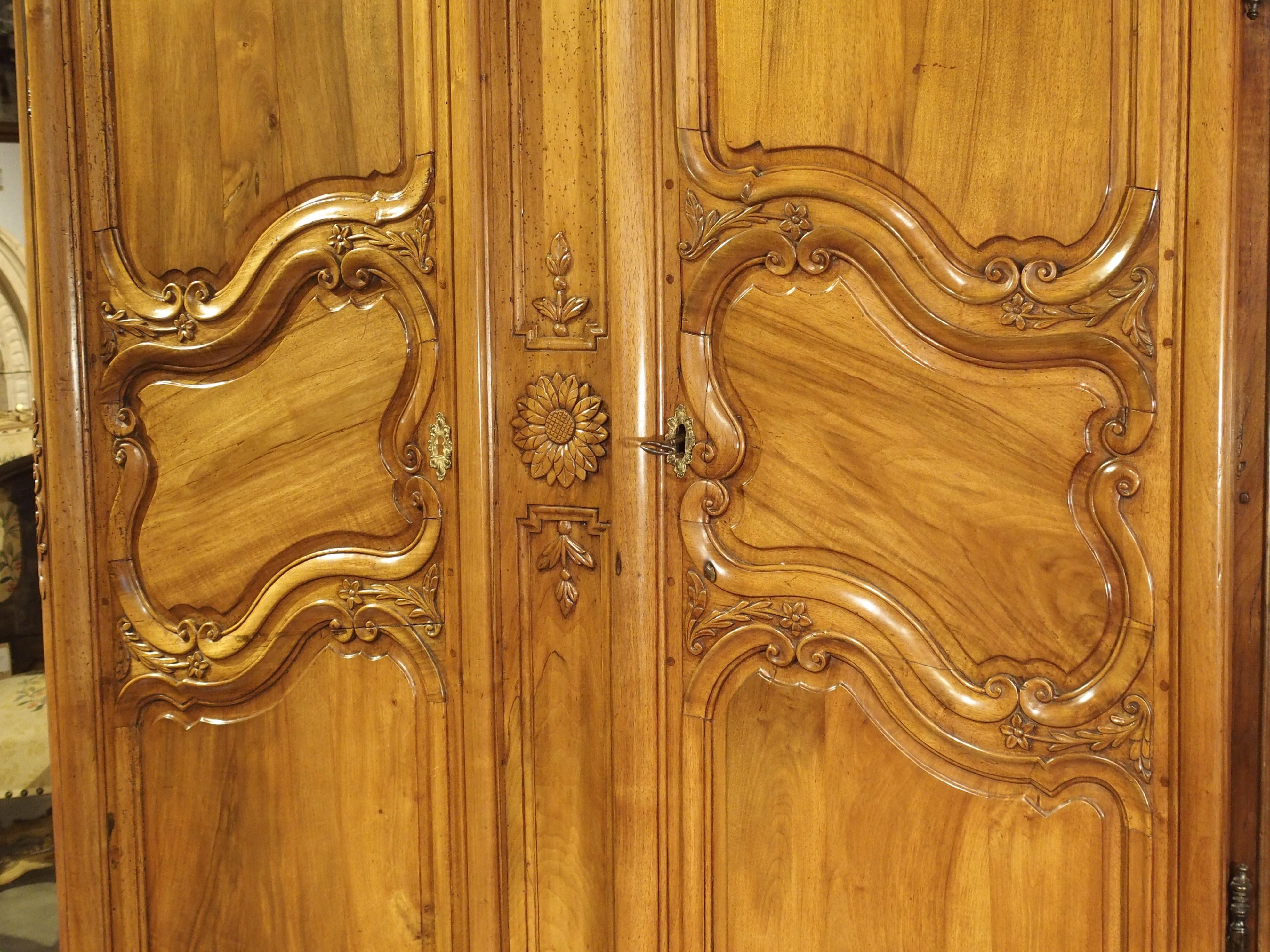 Louis XV 18th Century Walnut Wood Armoire from the Rhone Valley