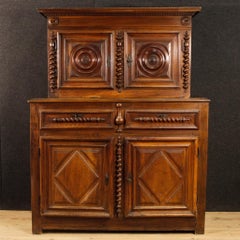 18th Century Walnut Wood French Louis XIII Style Double Body Cupboard, 1770