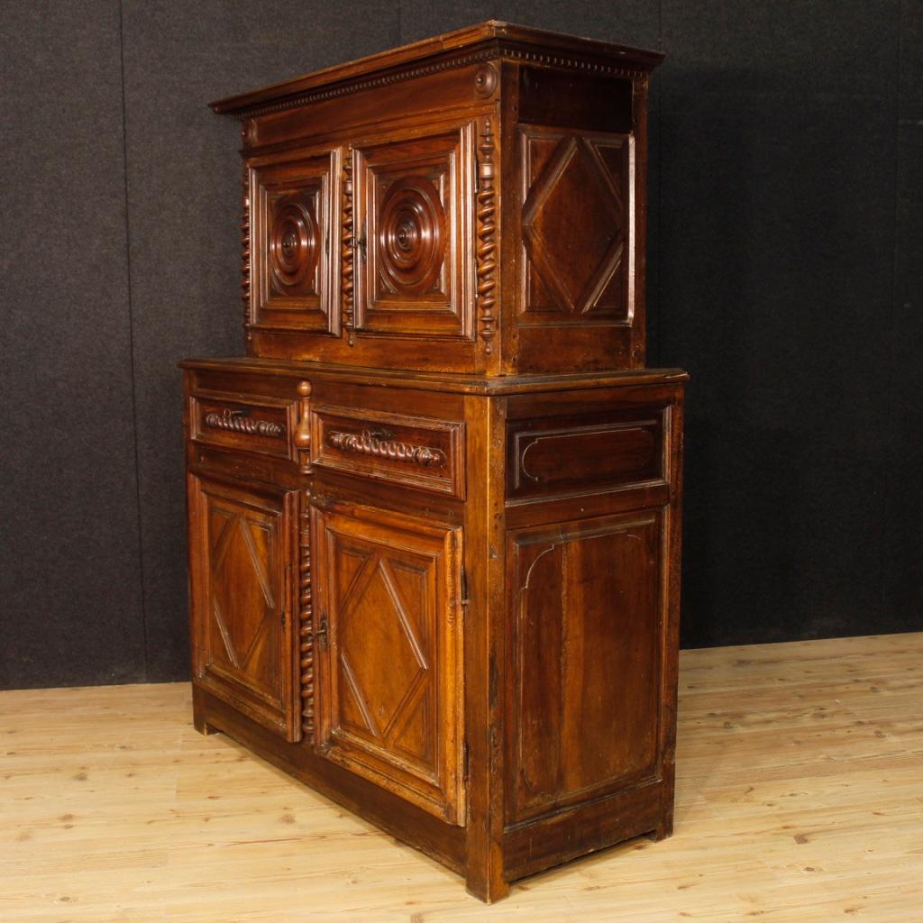 18th Century Walnut Wood French Louis XIII Style Double Body Cupboard, 1770 For Sale 2