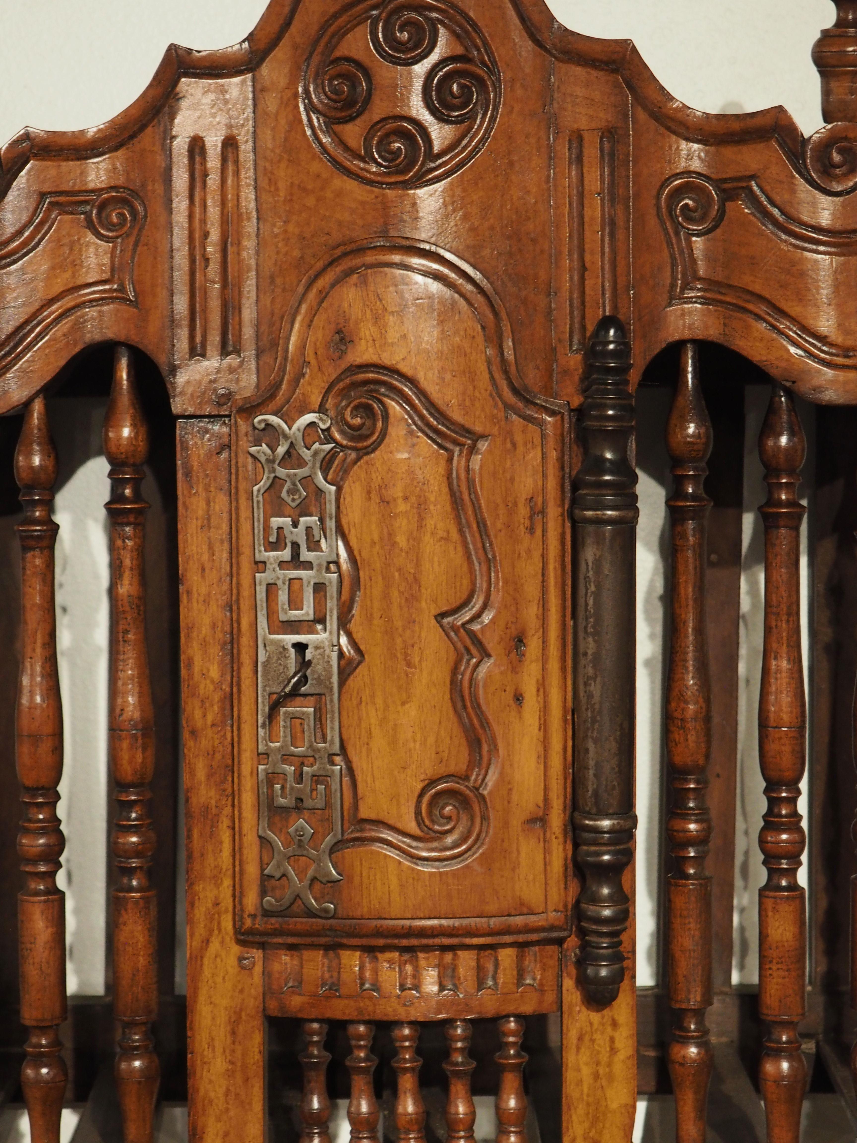 Hand-Carved 18th Century Walnut Wood Panetière, Bread Safe from Fourques, France, circa 1760 For Sale