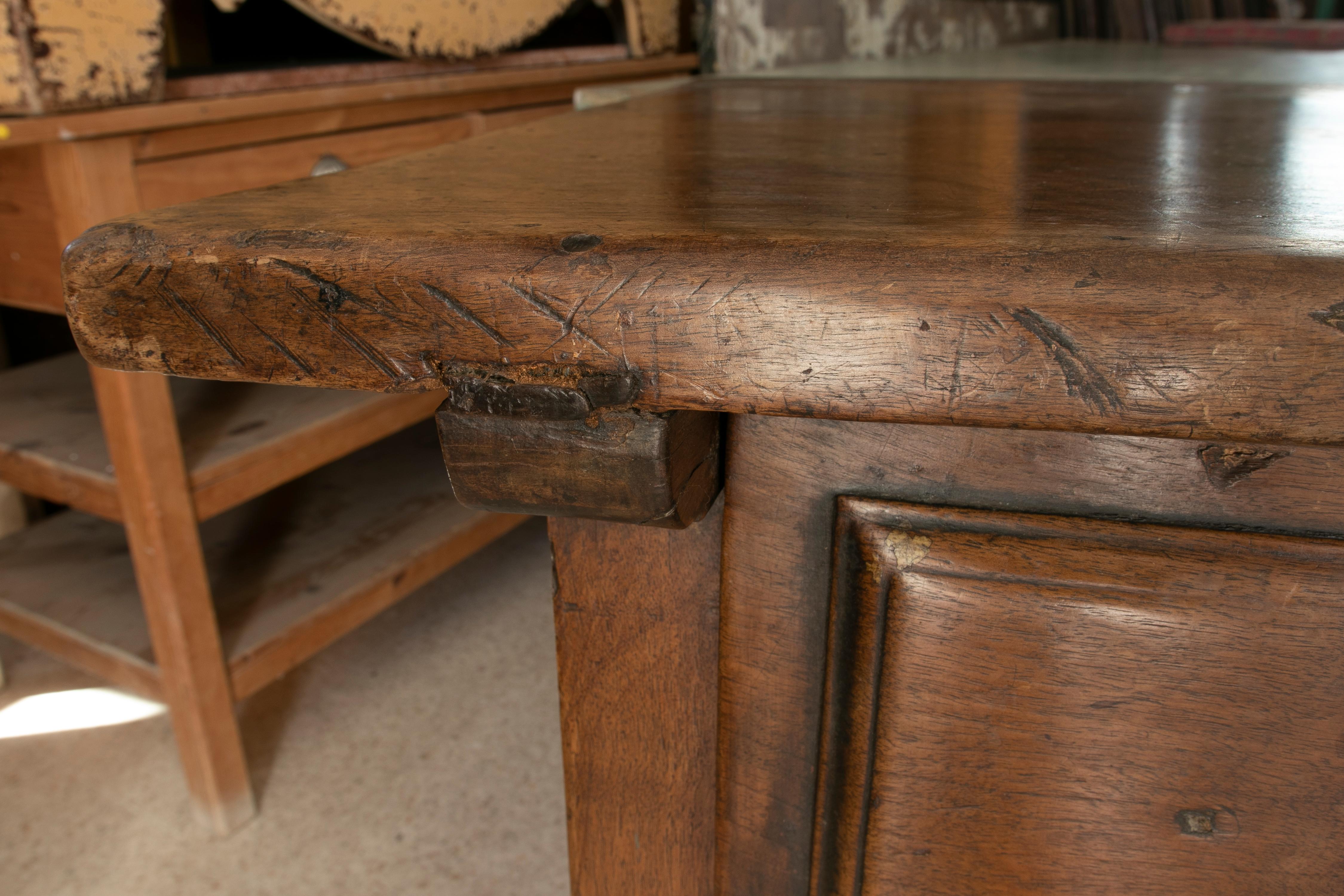 18th Century Walnut Writing Table with Two Drawers and Antique Fittings For Sale 6