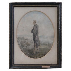 18th Century Watercolour on Paper The Elongated Georgian Man 