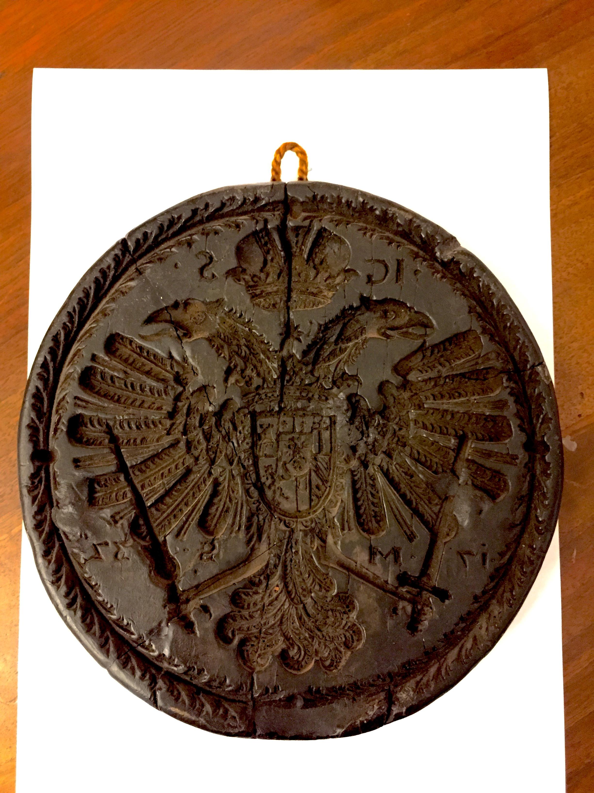 Austrian 18th Century Wax Butter Mold with Habsburg Imperial Coat of Arms For Sale