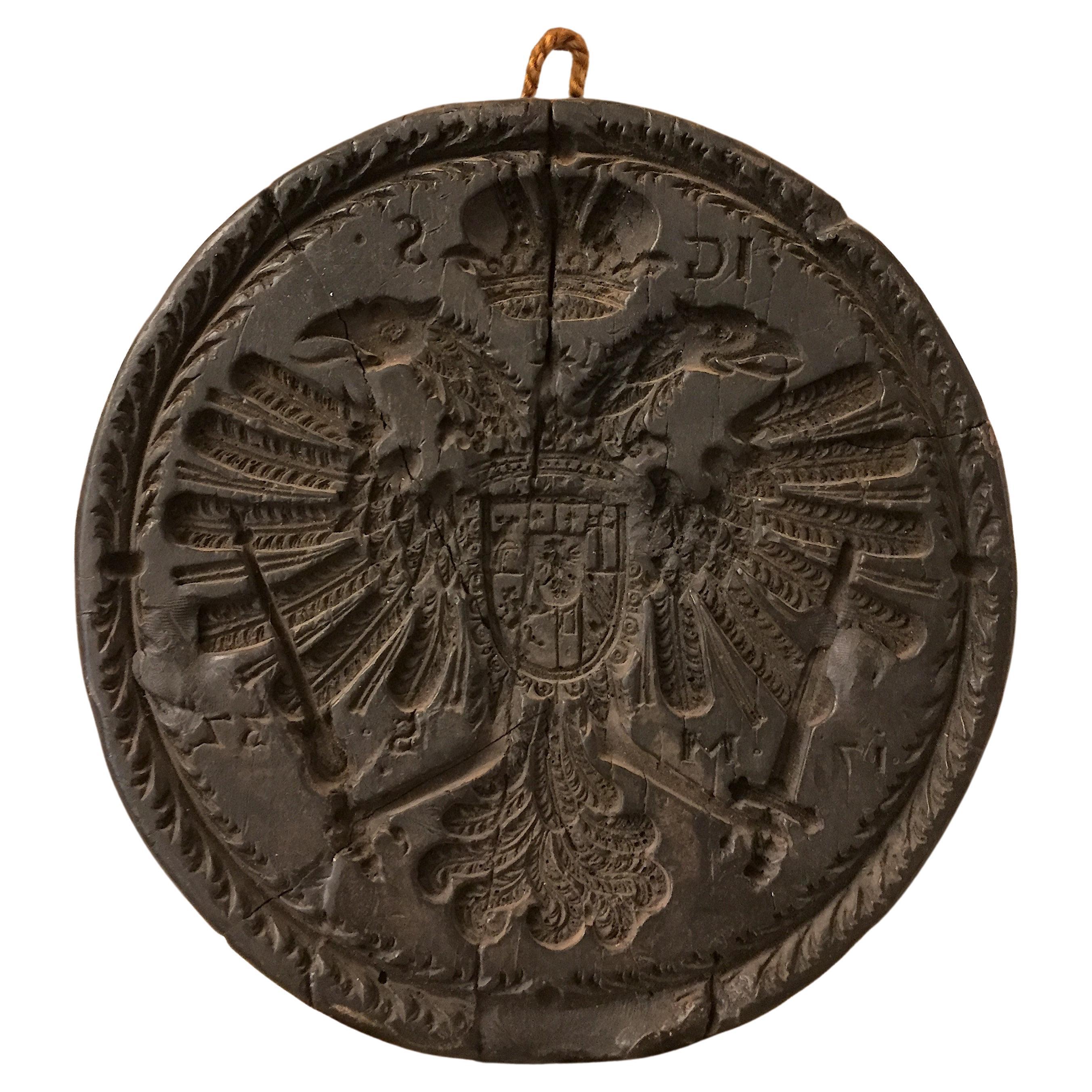 Molde de mantequilla de cera del siglo XVIII con escudo imperial de los Habsburgo en venta