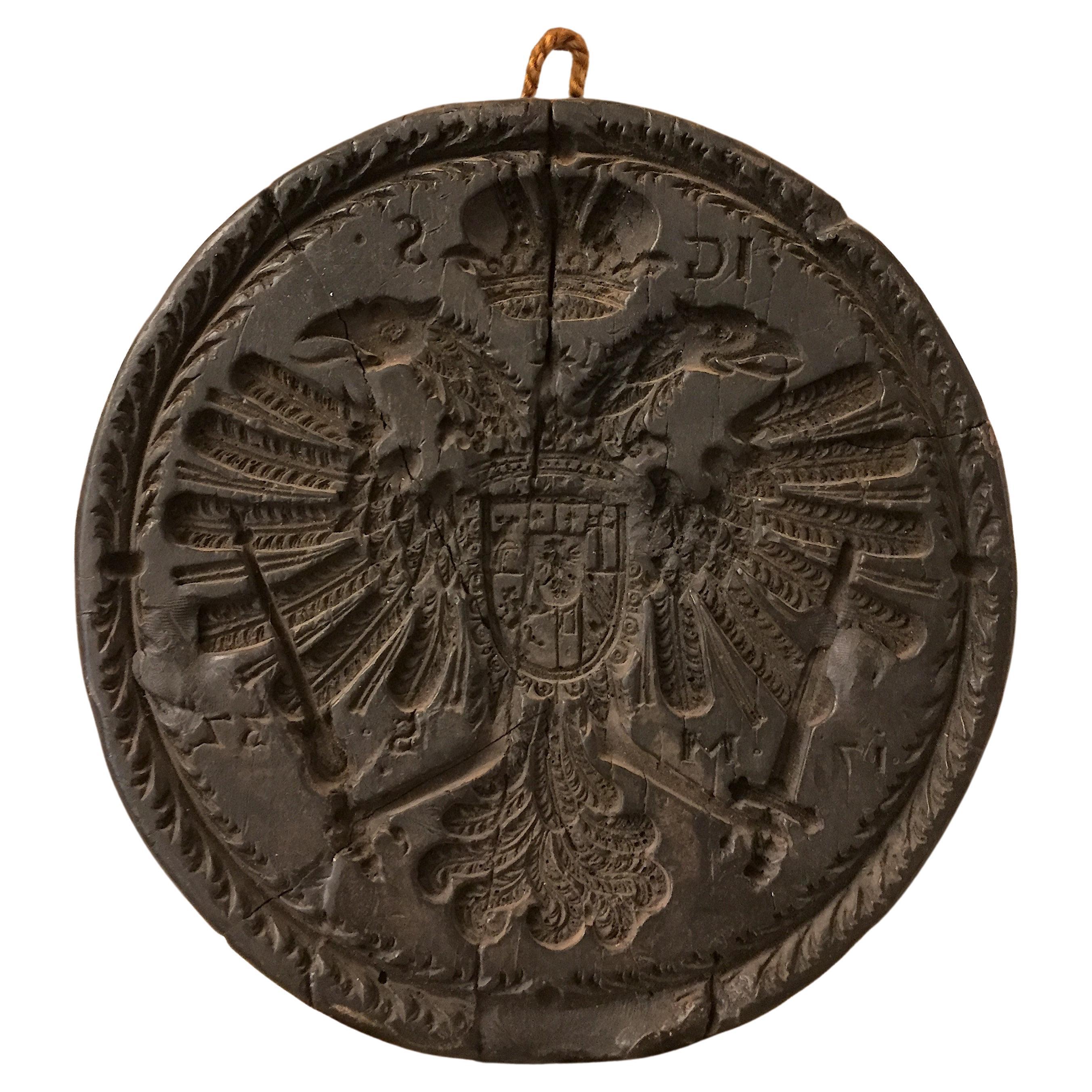 18th Century Wax Butter Mold with Habsburg Imperial Coat of Arms For Sale