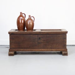 18th Century Weathered Primitive Rustic Farmhouse Oak Chest
