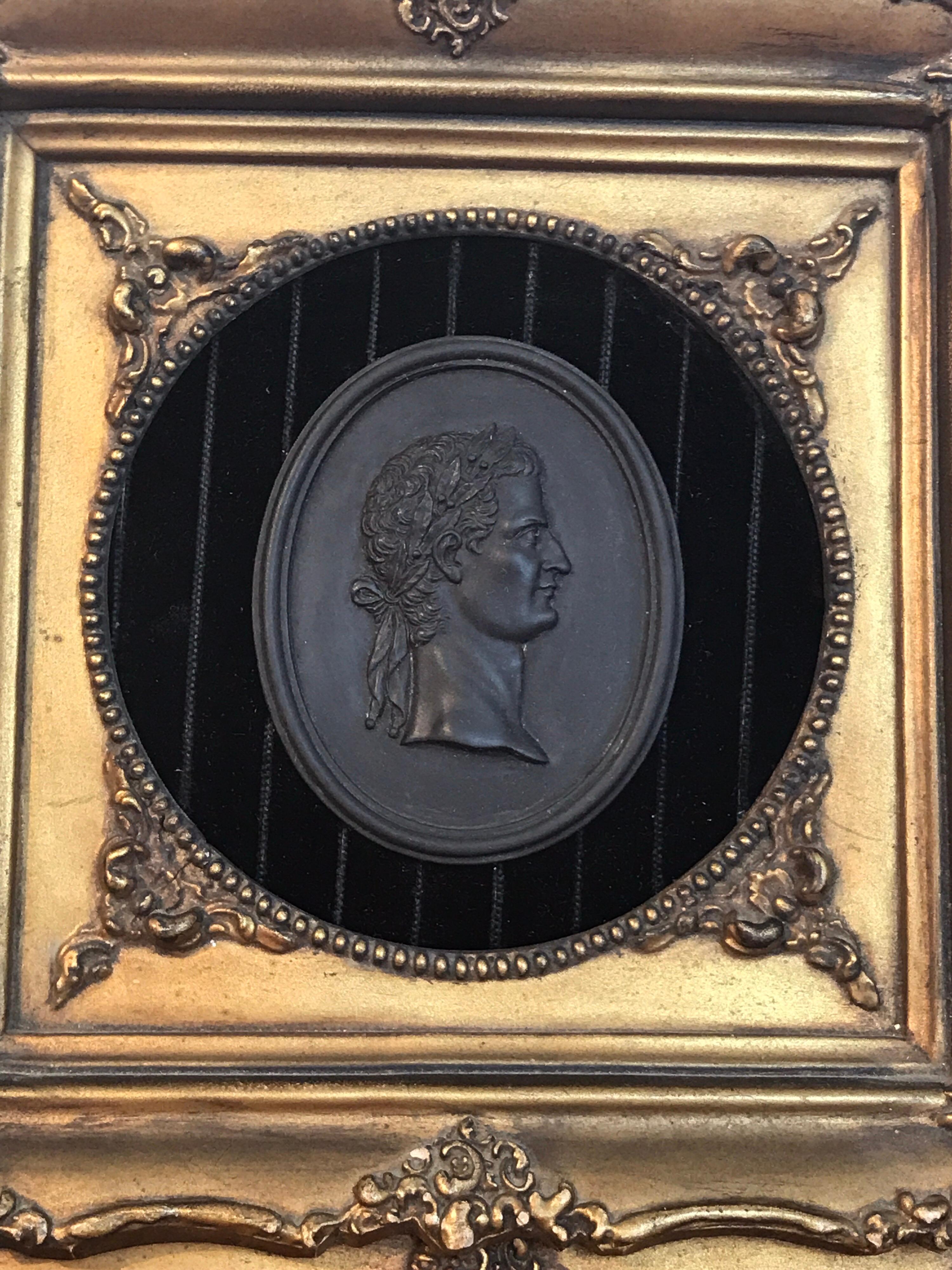 Neoclassical 18th Century Wedgwood Black Basalt Roman Emperor Plaque