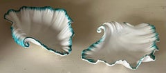 18th Century Wedgwood Creamware Feather Edge Sea Shell Dishes - a Pair