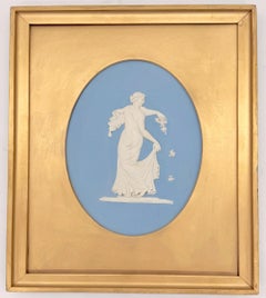 18th Century Wedgwood & John Flaxman,  Blue Jasperware "Dancing Hours" Plaque