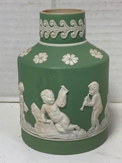 18th Century Wedgwood Olive Jasperware Tea Caddy, Lacking Cover