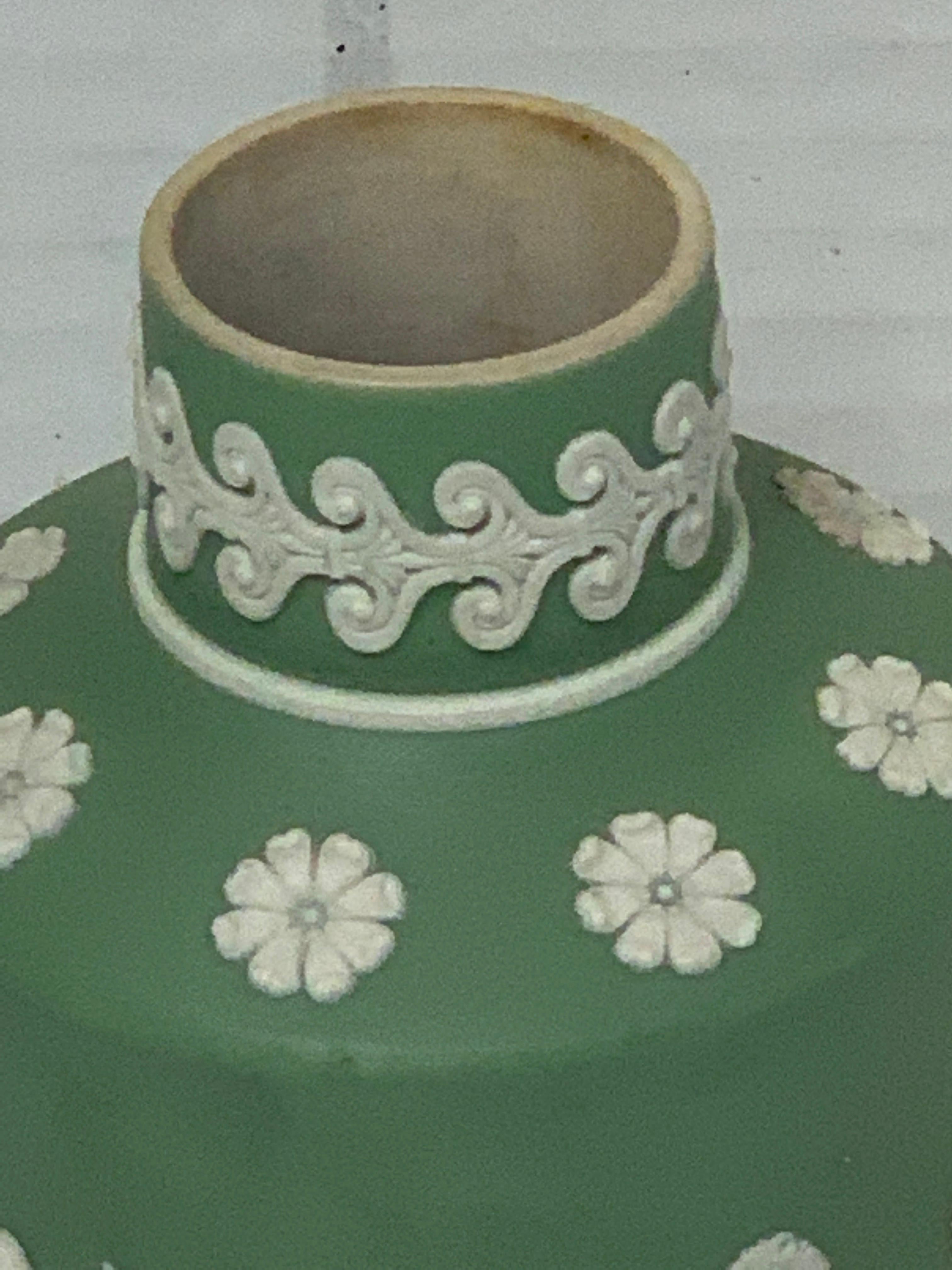 Neoclassical 18th Century Wedgwood Olive Jasperware Tea Caddy, Lacking Cover