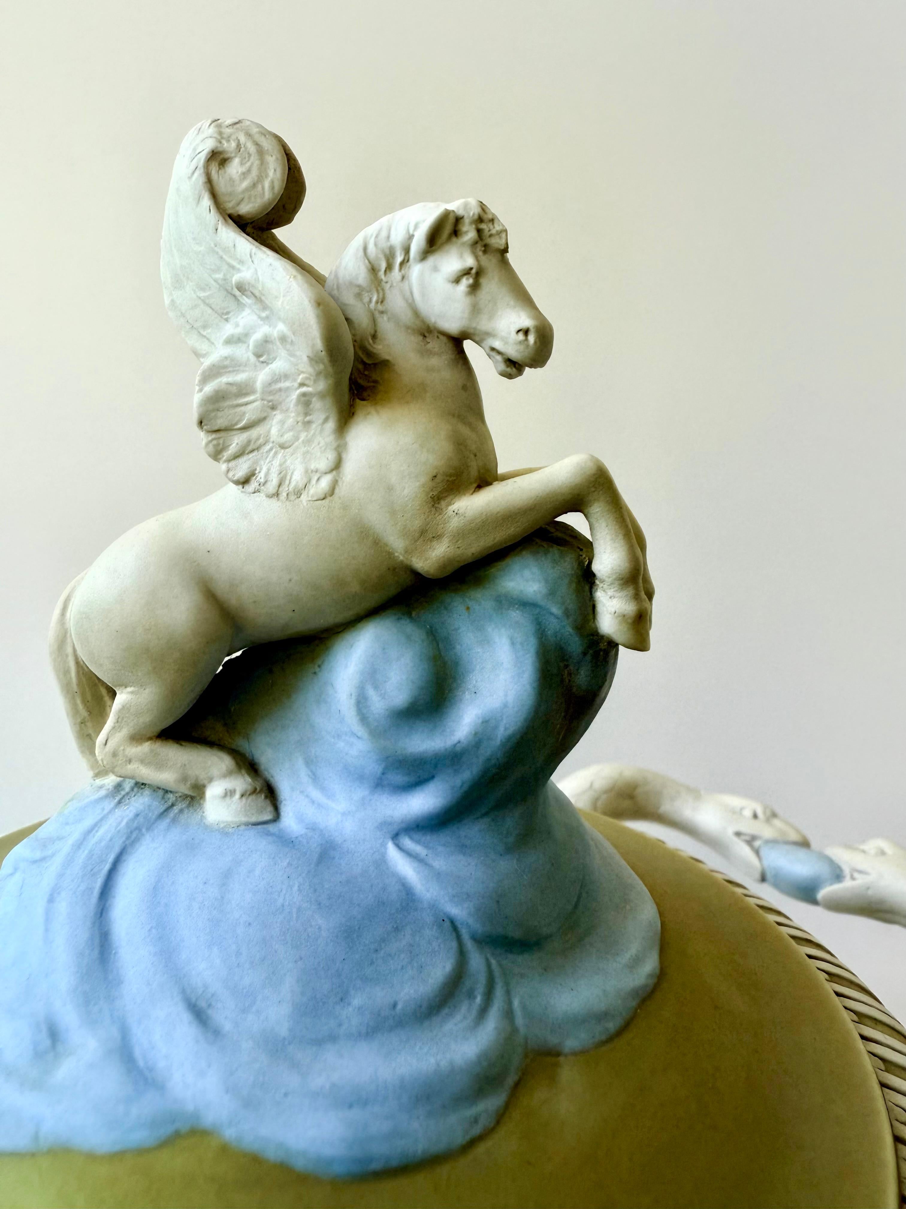 English 18th Century Wedgwood Tricolor Jasper Pegasus Vase For Sale