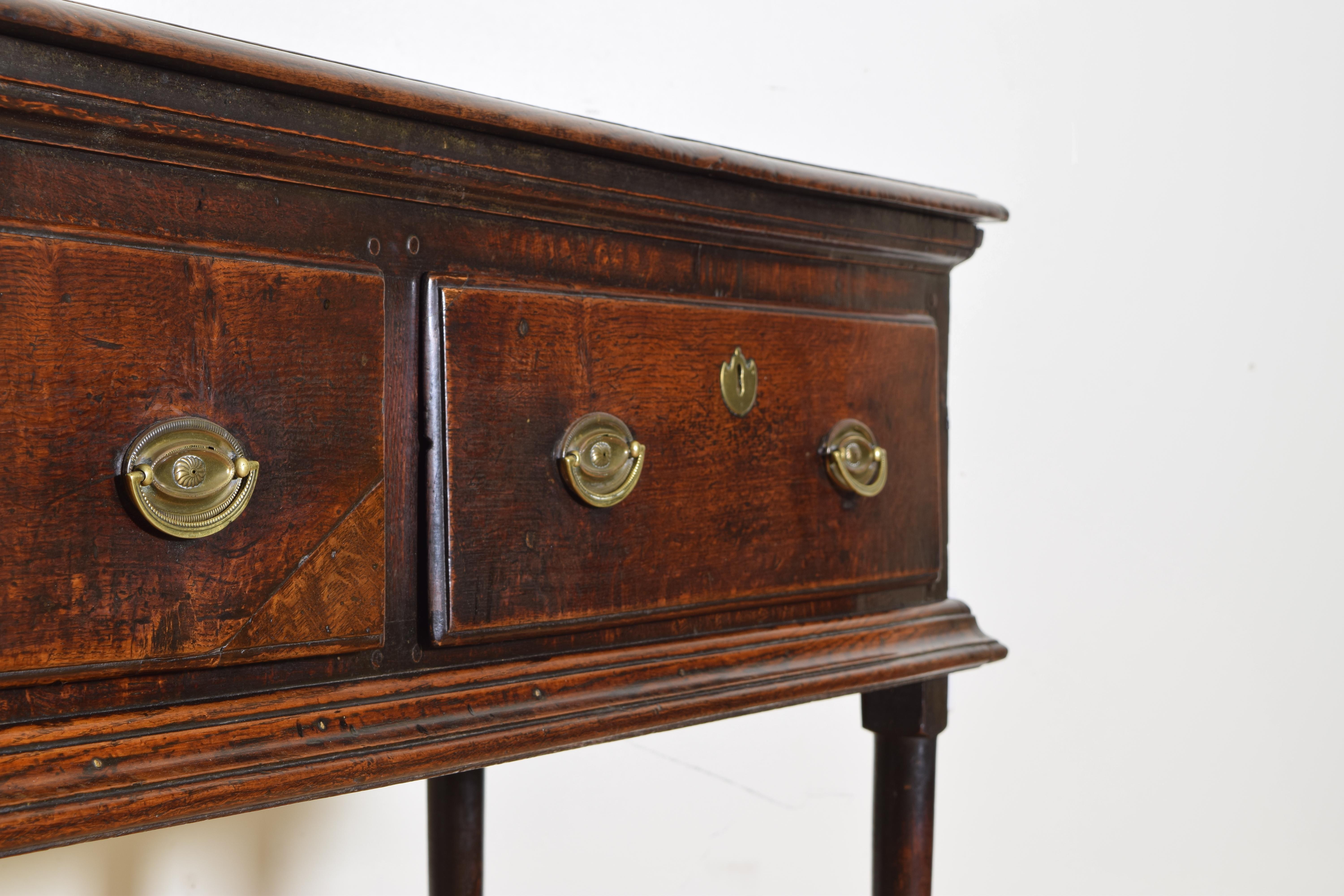 Welsh George II Period Oak 2-Drawer Dresser Base or Server, Mid-18th Century 4