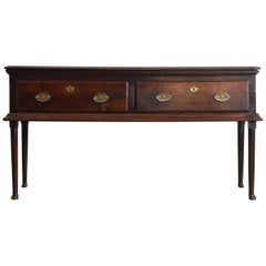 Welsh George II Period Oak 2-Drawer Dresser Base or Server, Mid-18th Century