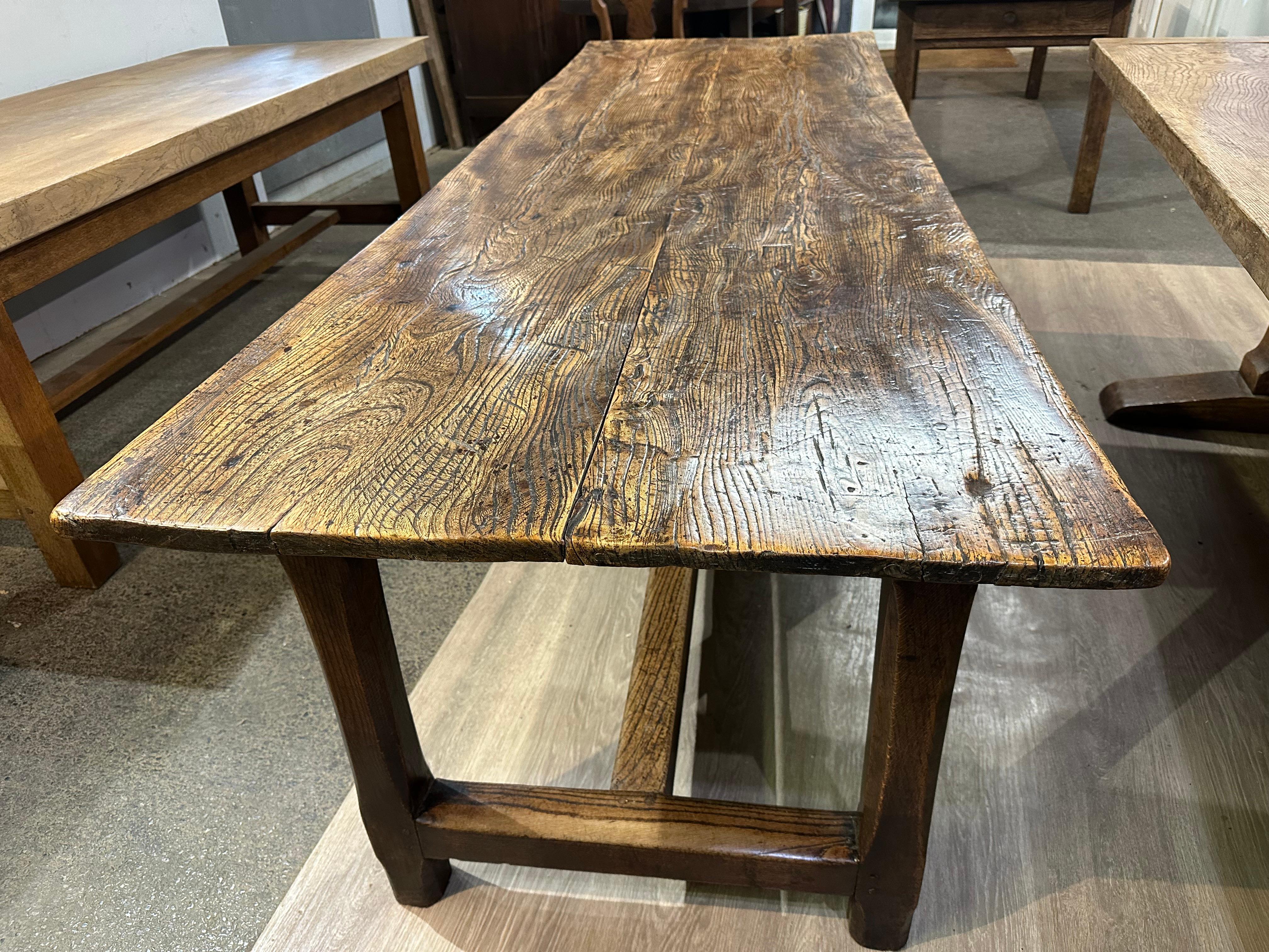 French 18th Century Welsh Elm 8FT Farmhouse Table