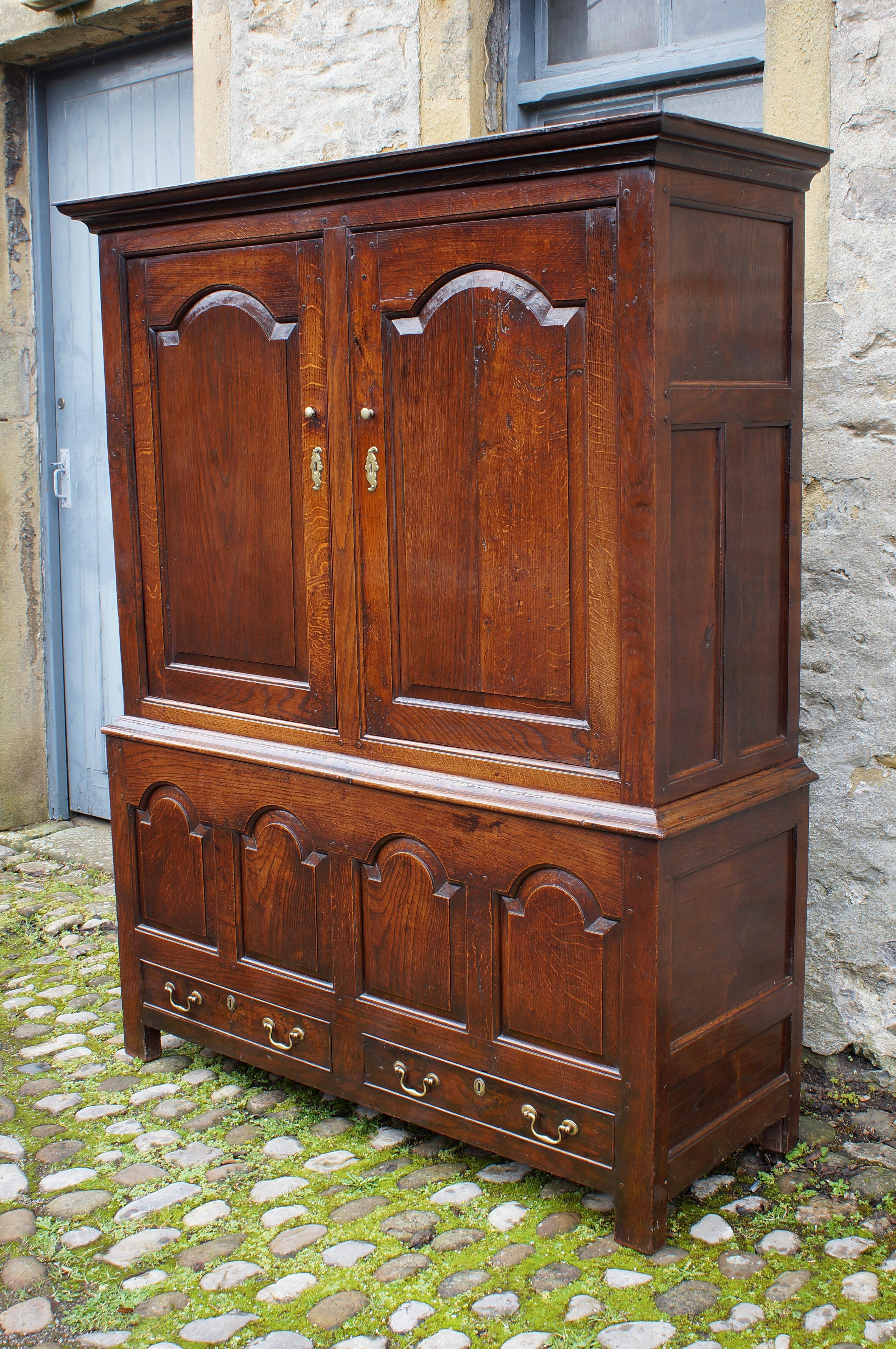 Georgian 18th Century Welsh Oak Press Cupboard. For Sale