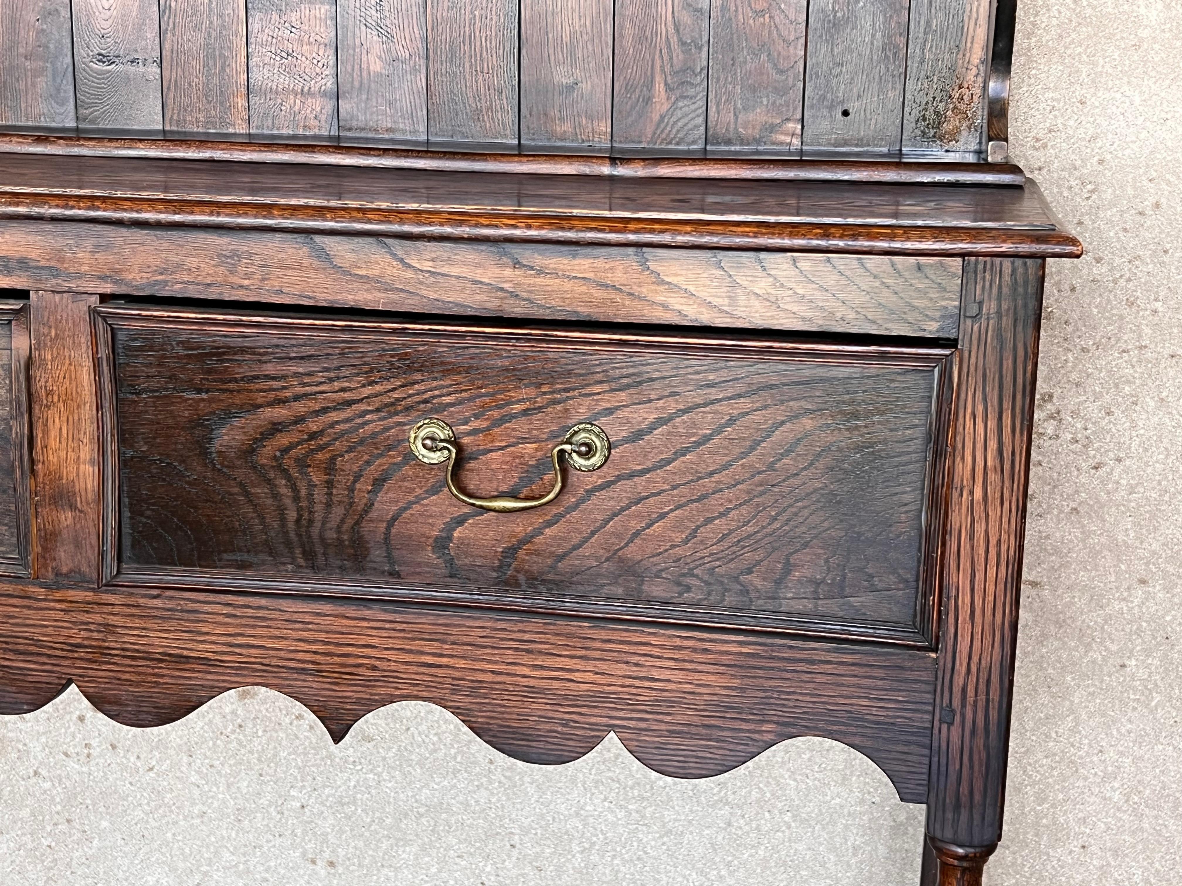 18th Century Welsh Pot Board Dresser with two Drawers and Rack 4