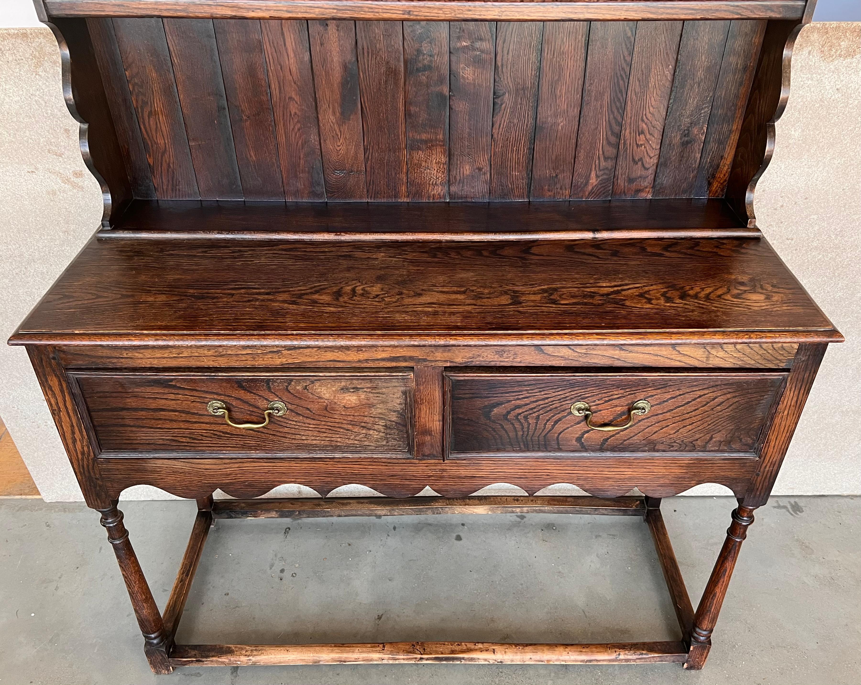 18th Century Welsh Pot Board Dresser with two Drawers and Rack 1