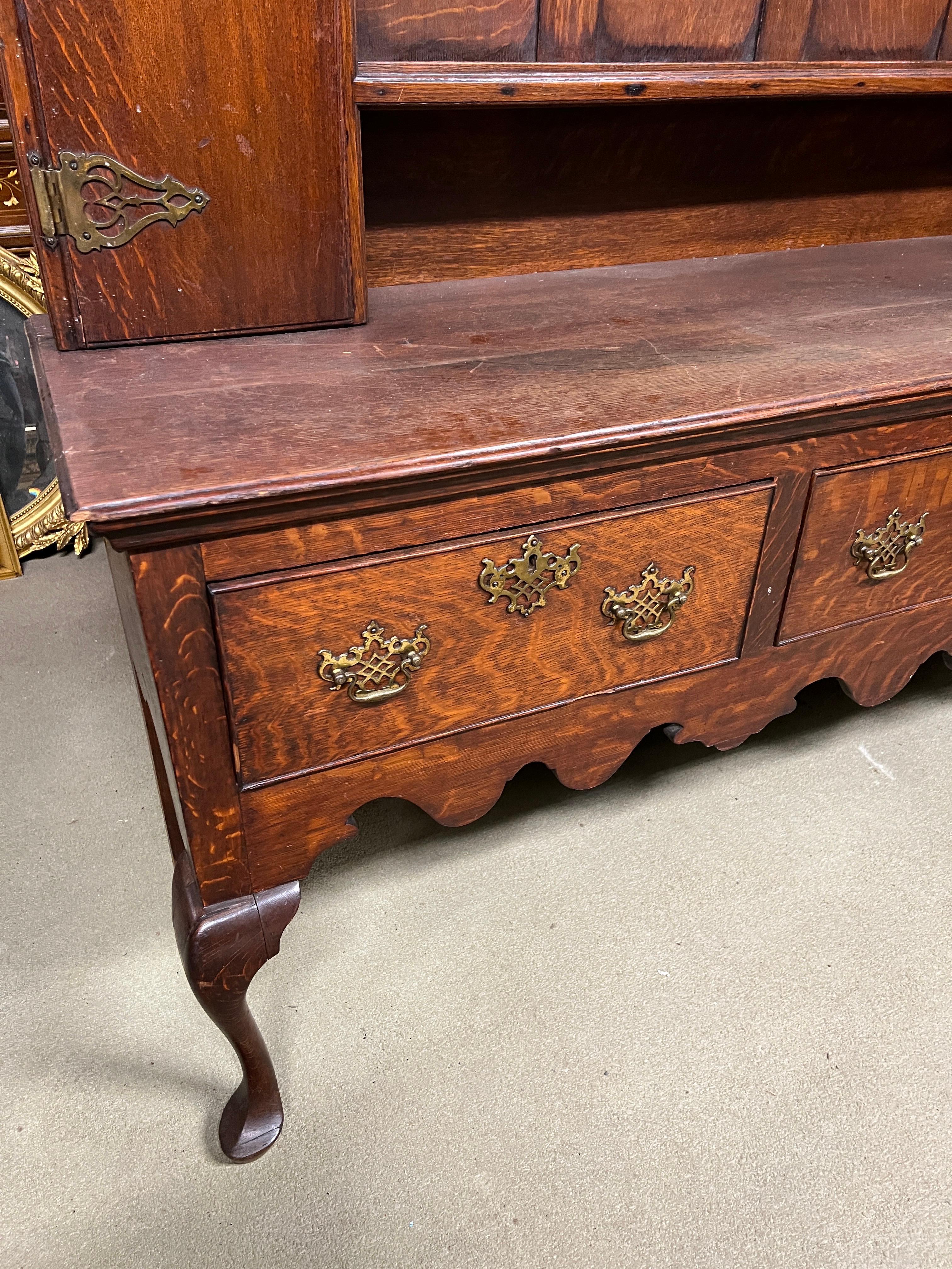 18th Century Welsh Queen Anne Style Oak Dresser and Rack  1800 1