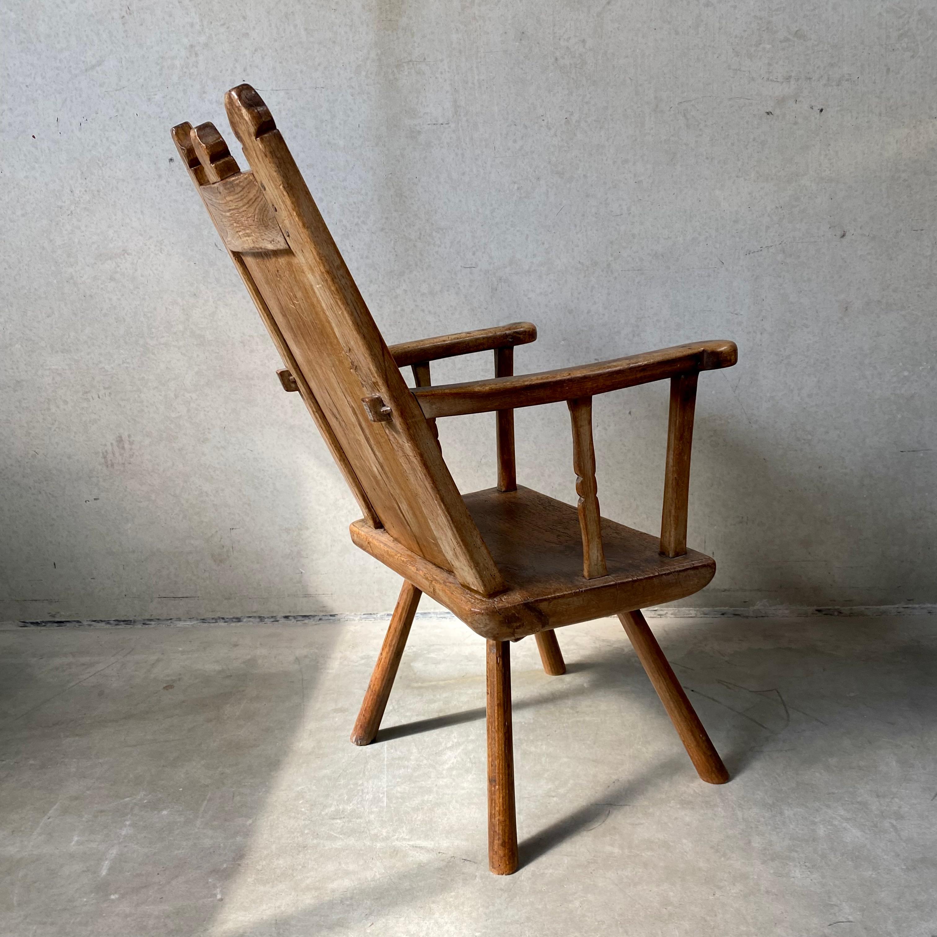 18th Century Rustik Oak Welsh Vernacular Armchair Hall Chair Wainscot For Sale 3