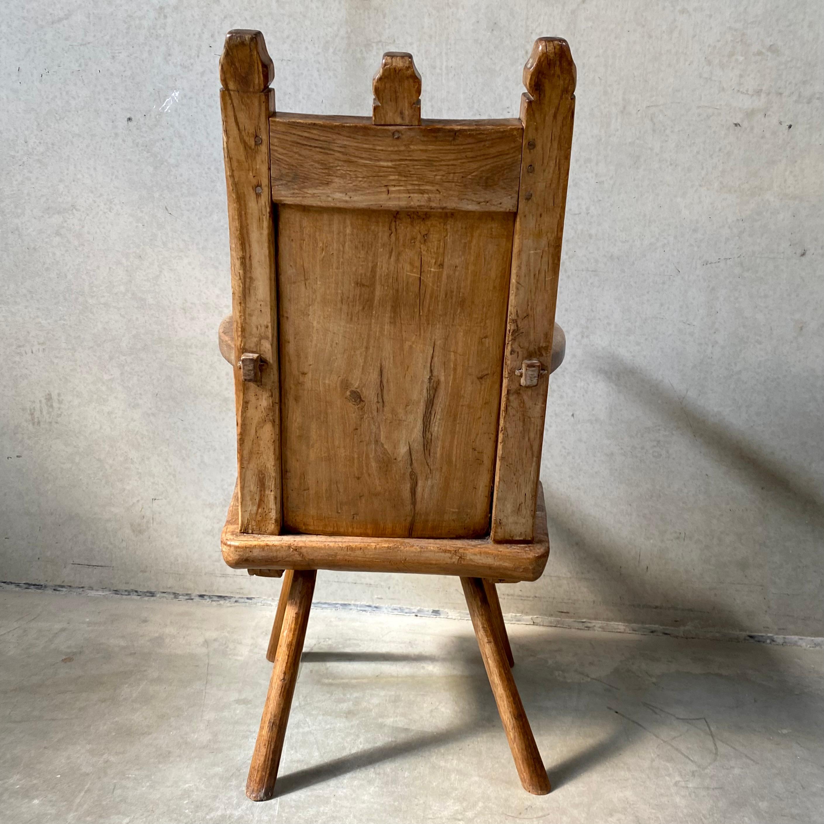 18th Century Rustik Oak Welsh Vernacular Armchair Hall Chair Wainscot For Sale 5