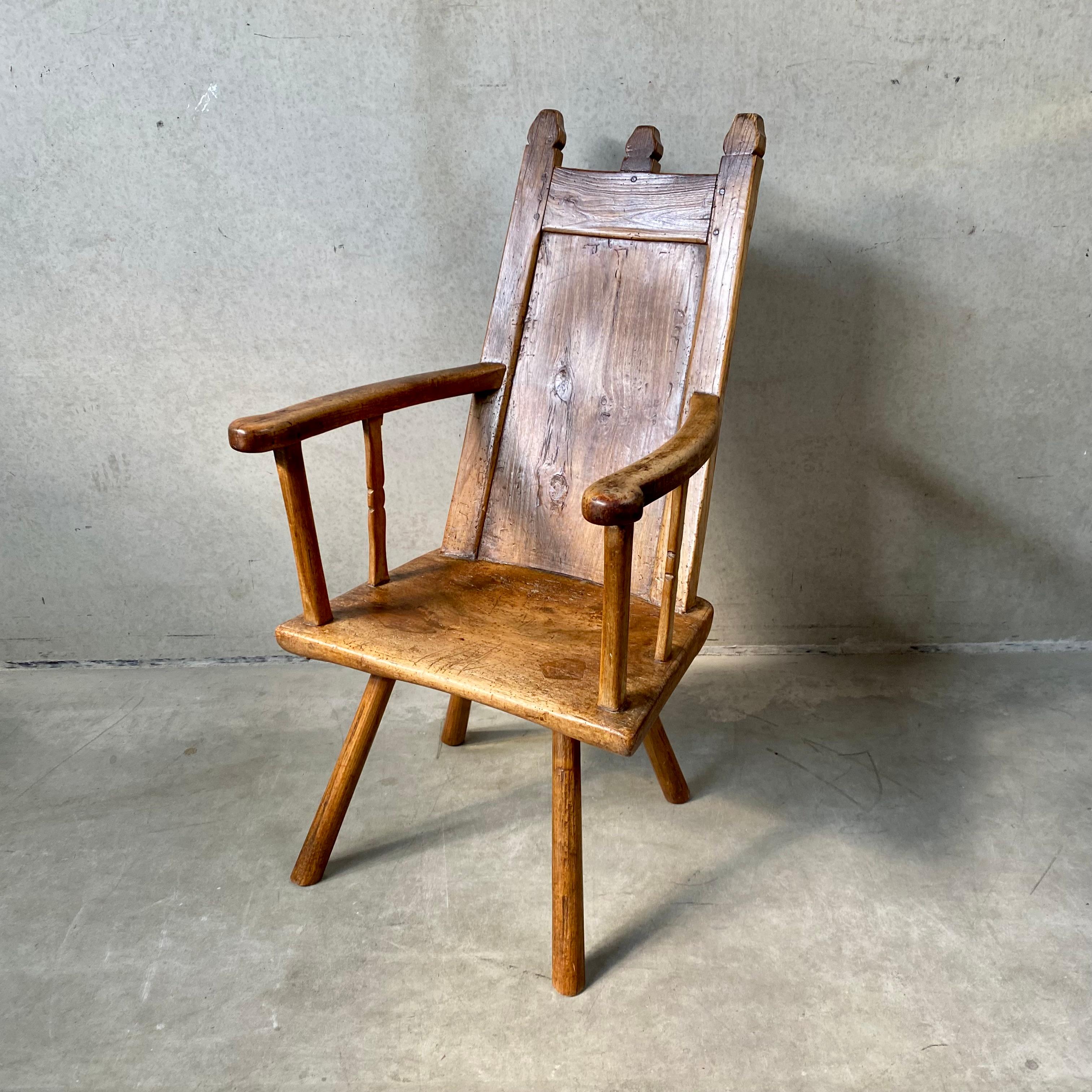 18th Century Rustik Oak Welsh Vernacular Armchair Hall Chair Wainscot For Sale 10