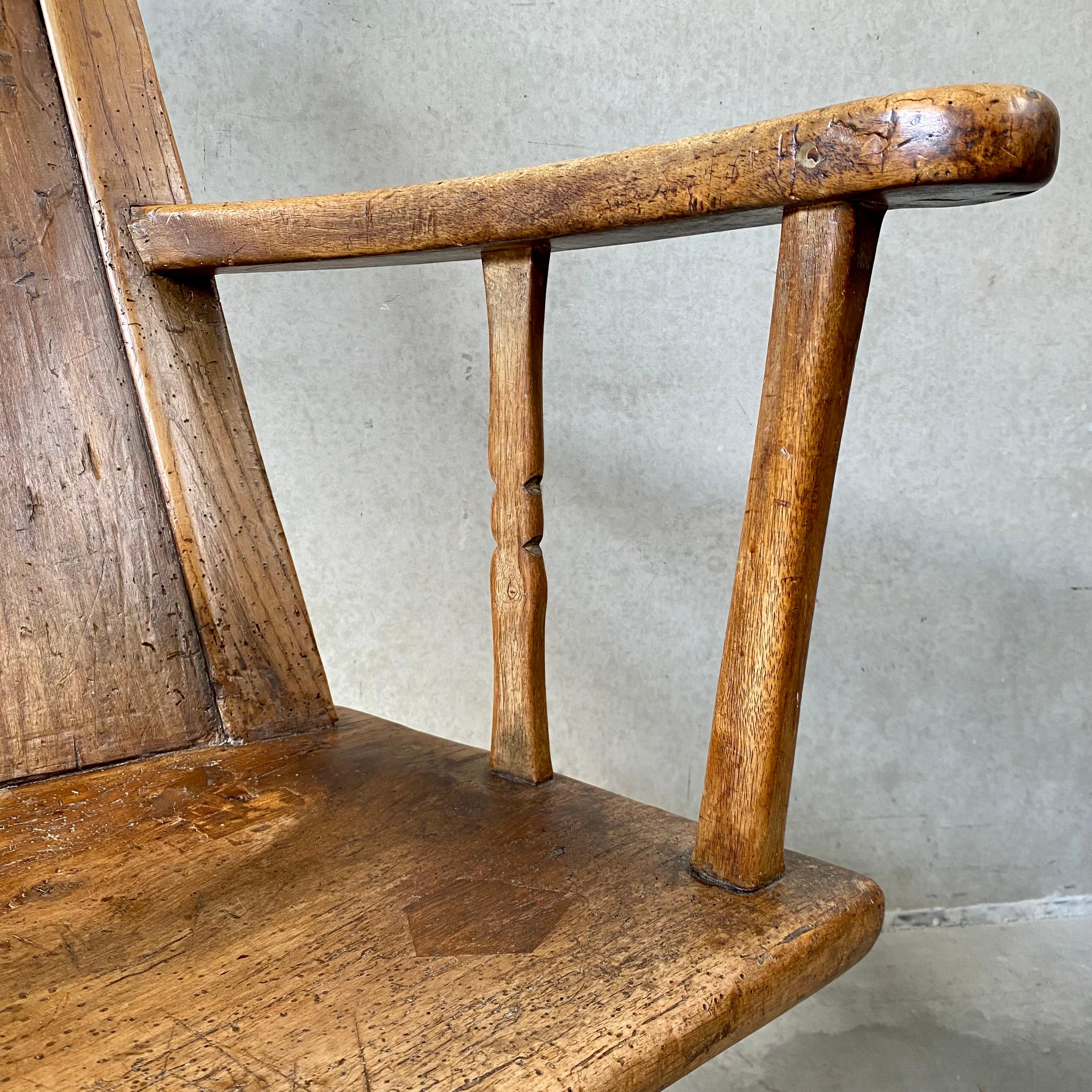 Hand-Carved 18th Century Rustik Oak Welsh Vernacular Armchair Hall Chair Wainscot For Sale