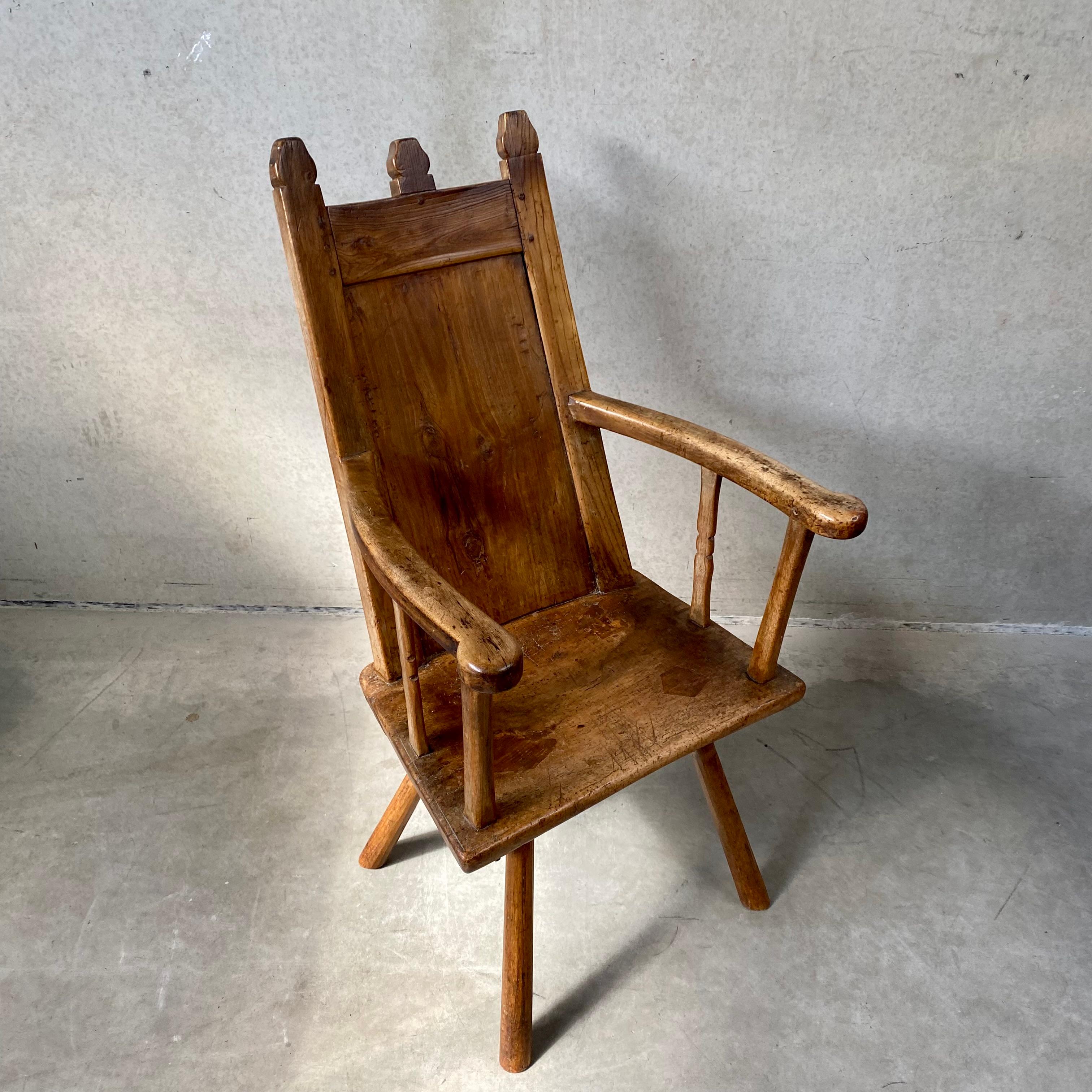 18th Century Rustik Oak Welsh Vernacular Armchair Hall Chair Wainscot In Good Condition For Sale In DE MEERN, NL