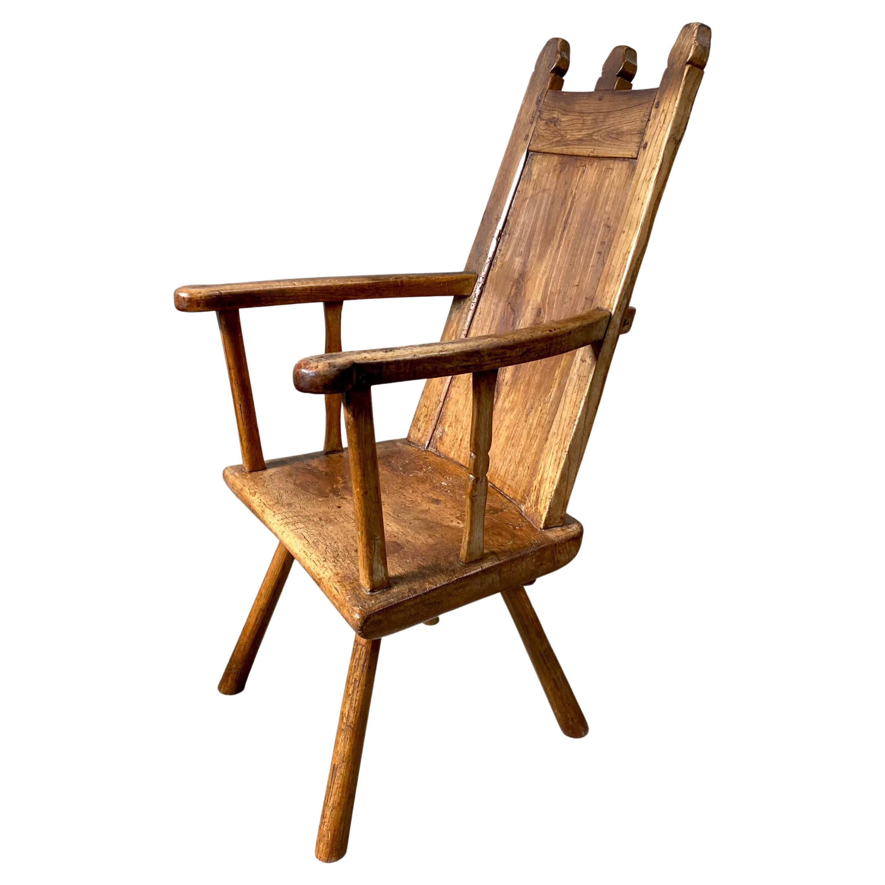 18th Century Rustik Oak Welsh Vernacular Armchair Hall Chair Wainscot