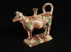 18th-century Whieldon Type Cow Creamer and Cover