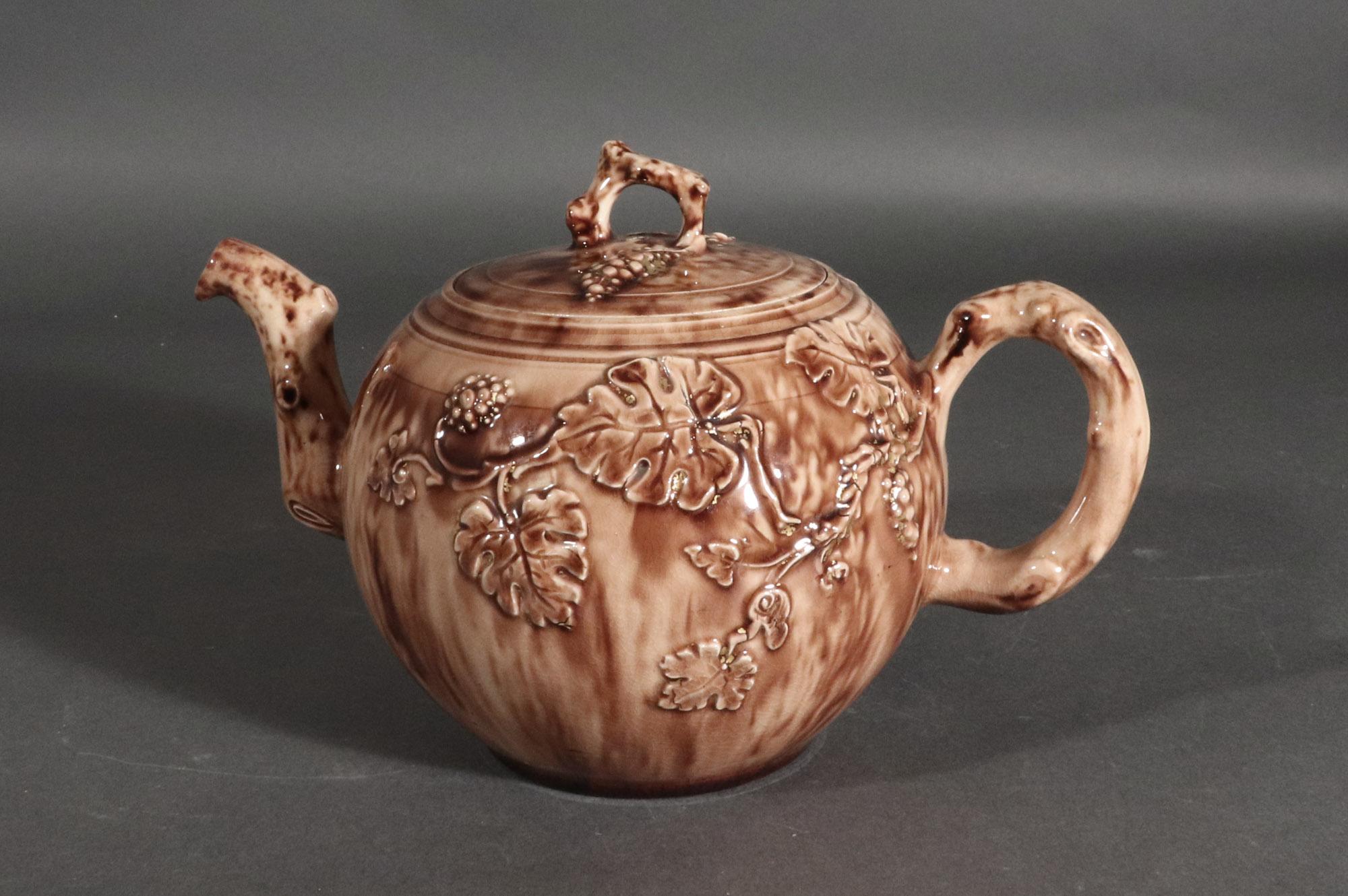 Creamware 18th Century Whieldon-type Large Tortoise-shell Teapot and Cover For Sale