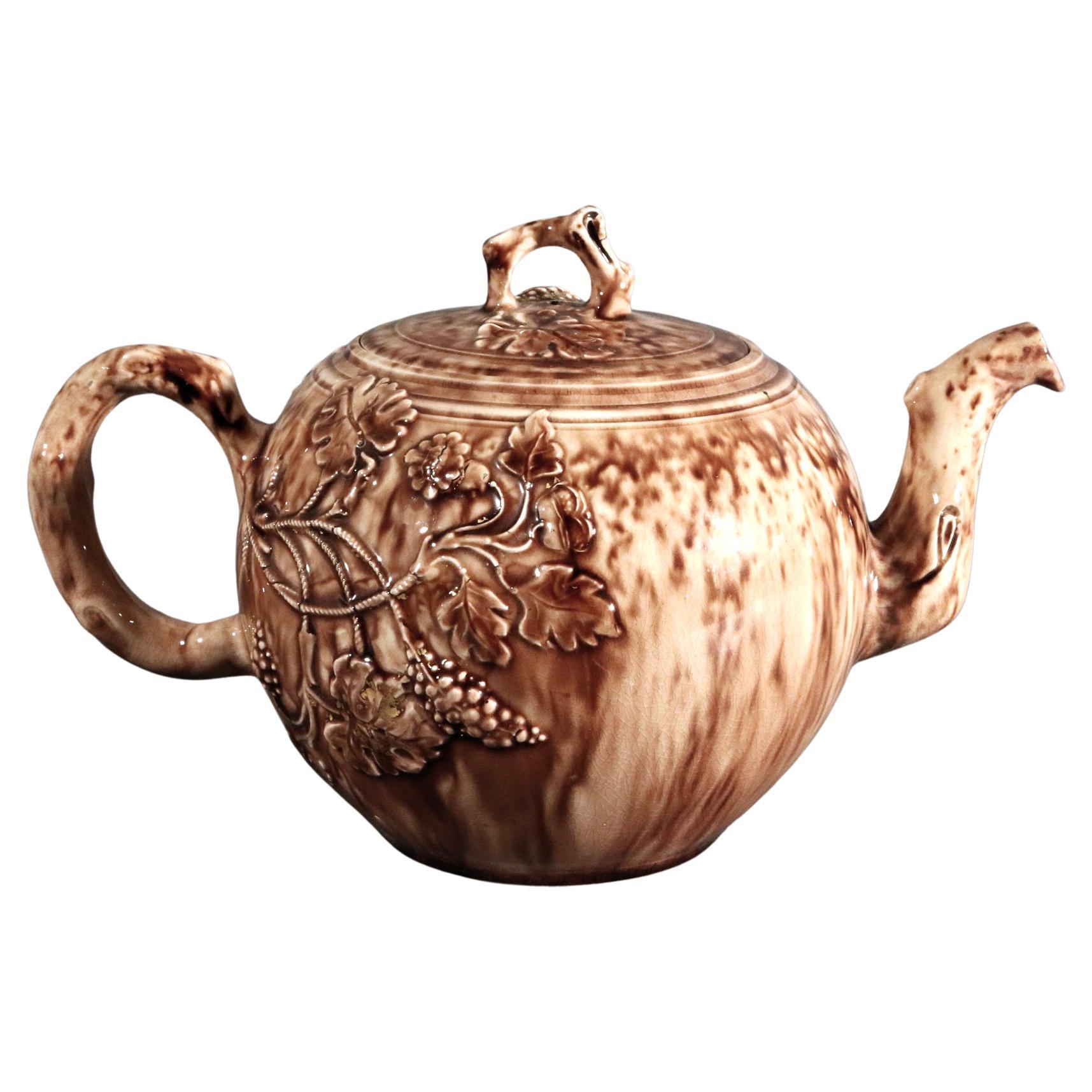 18th Century Whieldon-type Large Tortoise-shell Teapot and Cover For Sale