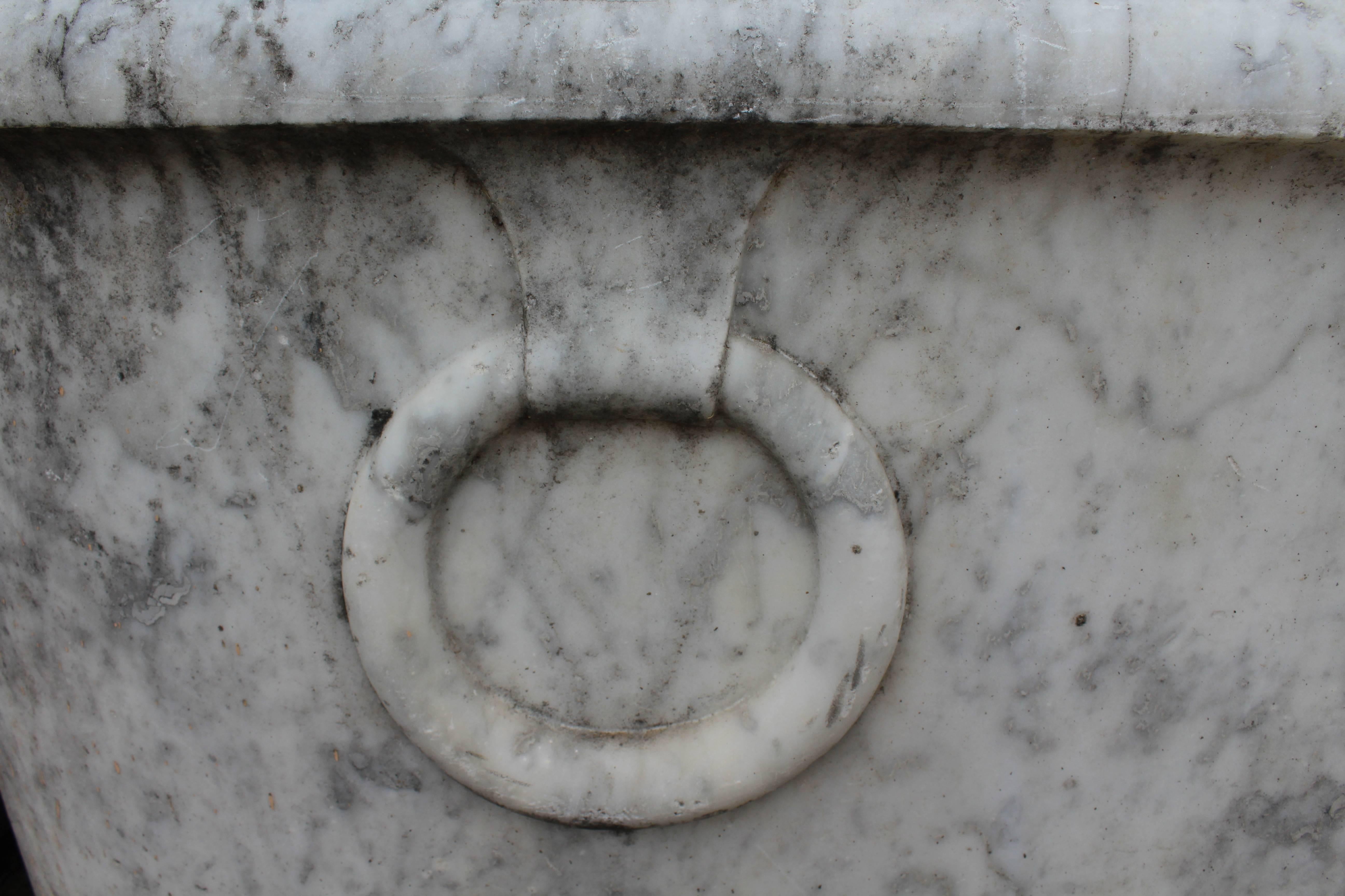 18th Century and Earlier 18th Century White Carrara Marble Bath with Rings