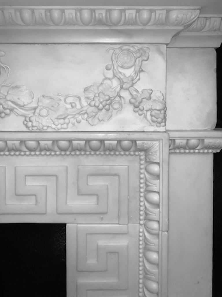 18th Century and Earlier 18th Century, White Hand Carved Statutory Palladium Fireplace For Sale