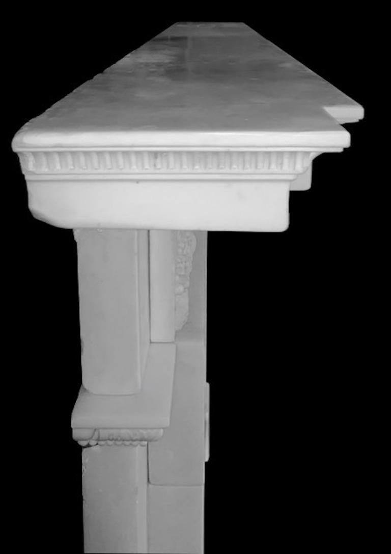 Marble 18th Century, White Hand Carved Statutory Palladium Fireplace For Sale