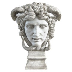 18th Century White Italian Antique Marble Bust of Medusa