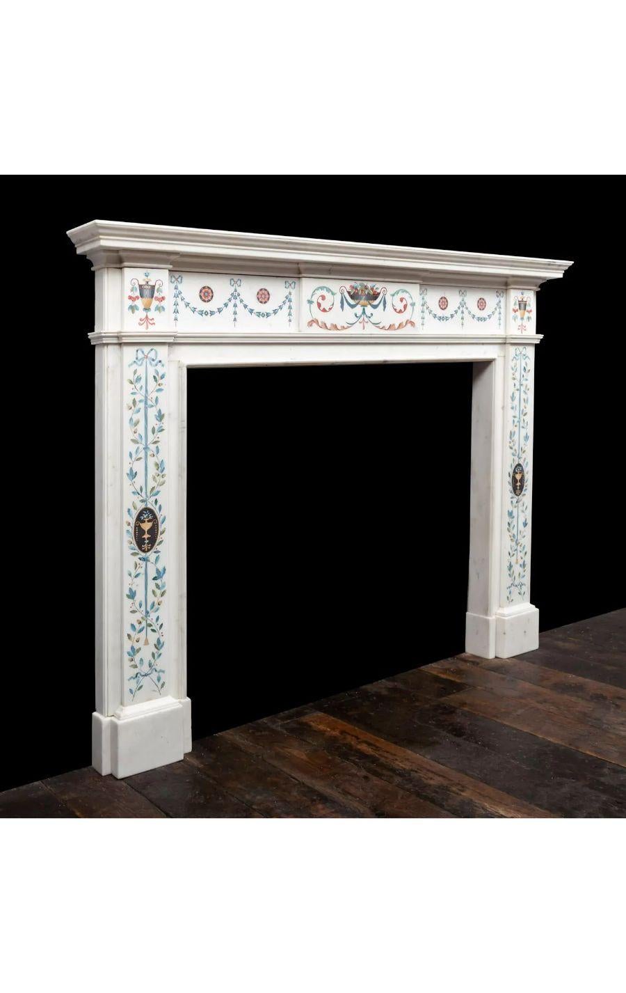 18th Century White Italian Statuary Marble Bossi Fireplace

An Irish antique Georgian Statuary marble and scagliola mantlepiece in the manner of Pietro Bossi

This beautiful and decorative fireplace is made from white Italian statuary marble with