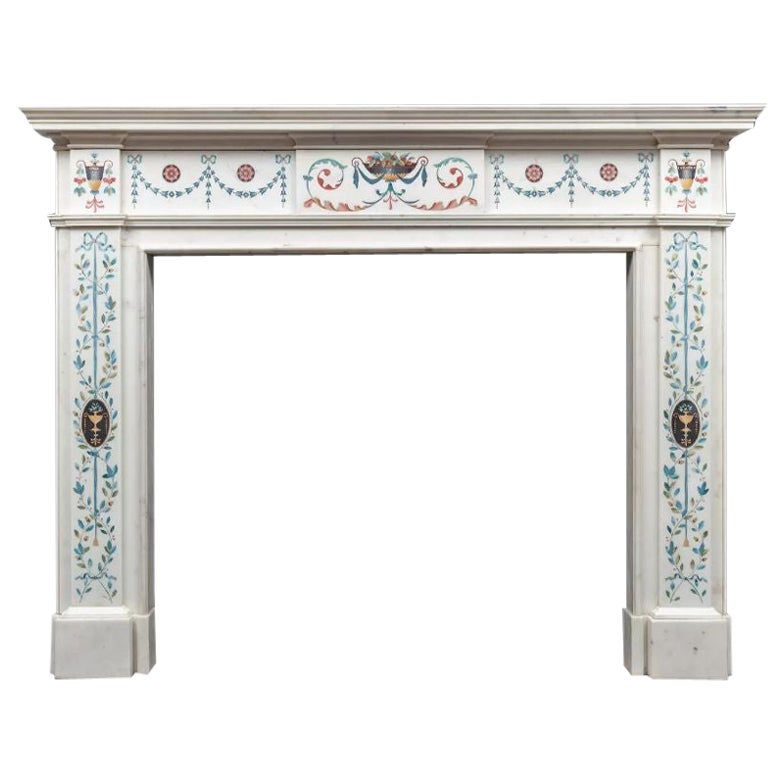 18th Century White Italian Statuary Marble Bossi Fireplace