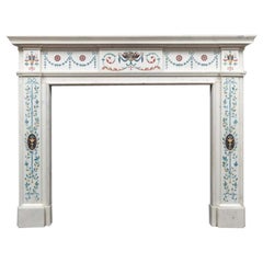 18th Century White Italian Statuary Marble Bossi Fireplace