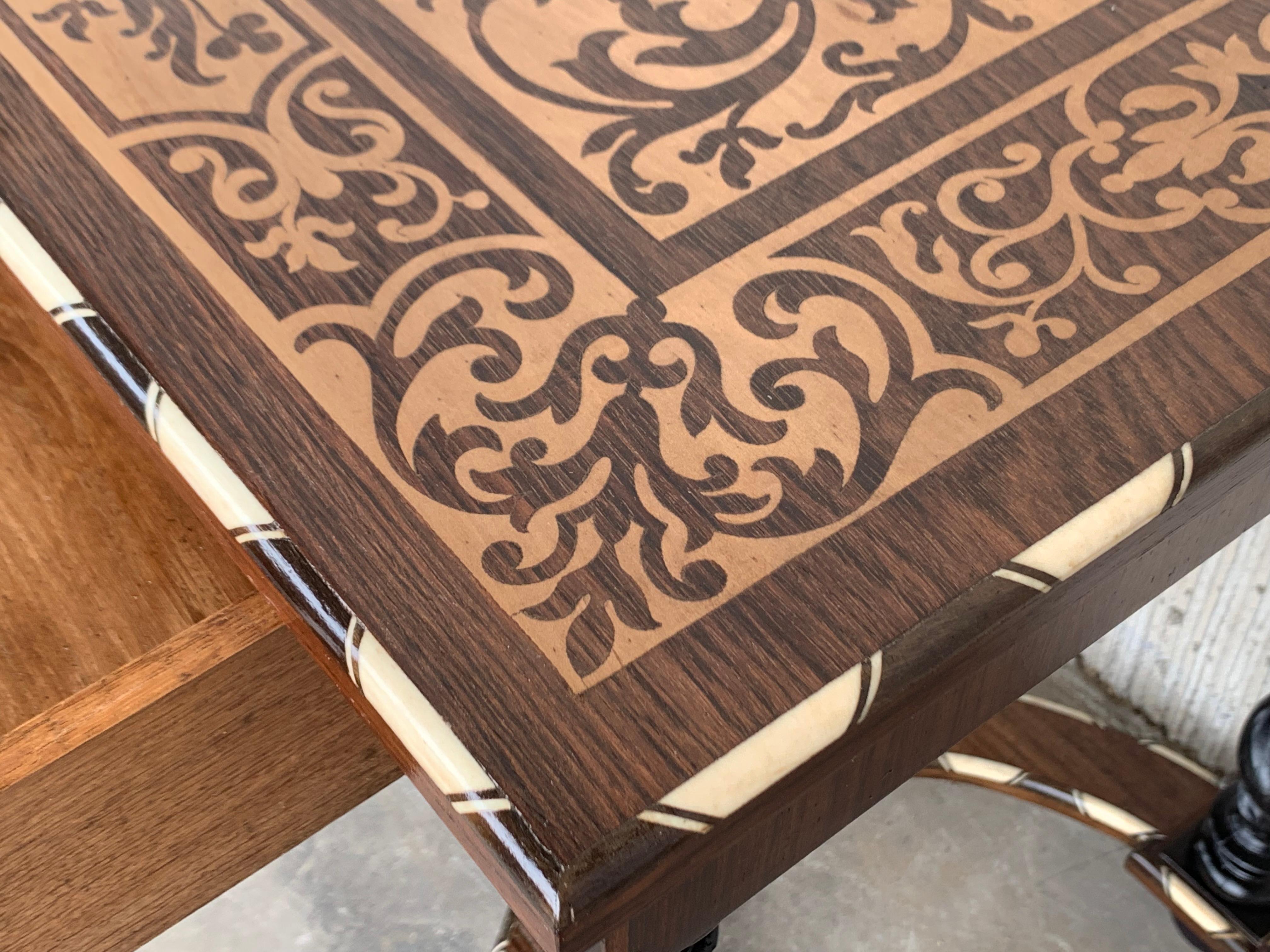 18th Century William and Mary Marquetry Side Table with Turned Legs & Stretcher 7