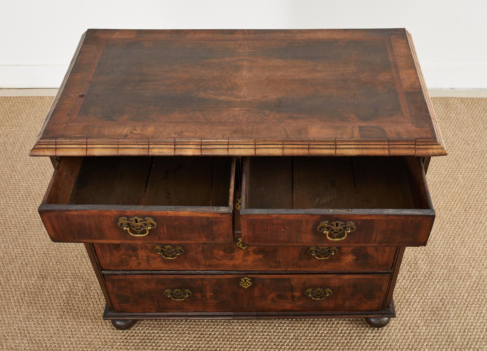 17th Century 18th Century William and Mary Walnut Veneered Chest of Drawers For Sale