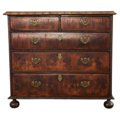 Antique 18th Century William and Mary Walnut Veneered Chest of Drawers