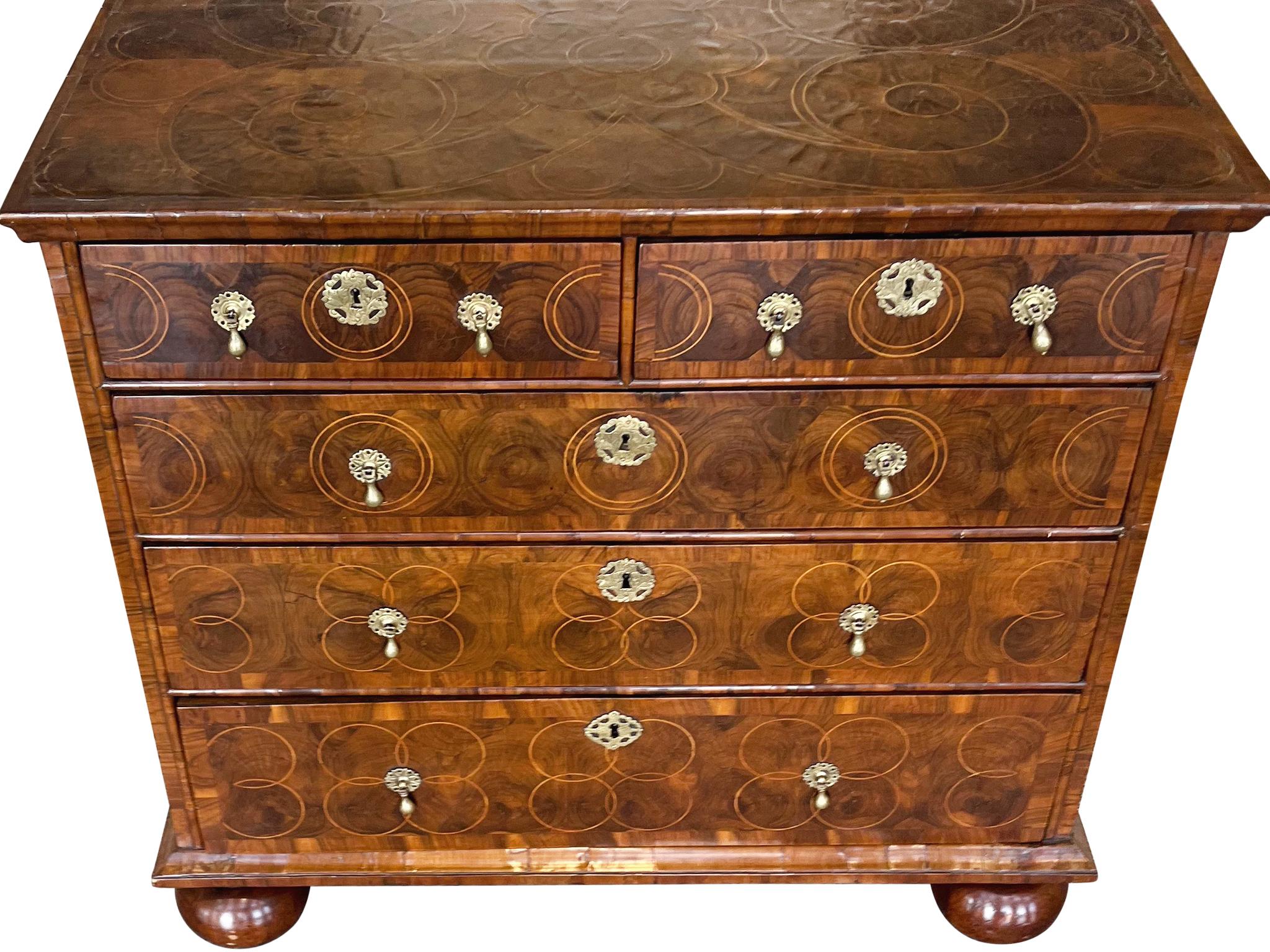 William and Mary 18th Century William & Mary Chest of Drawers with Oyster Inlays