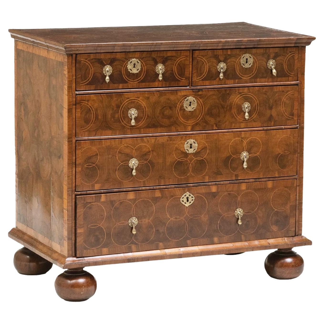 18th Century William & Mary Chest of Drawers with Oyster Inlays