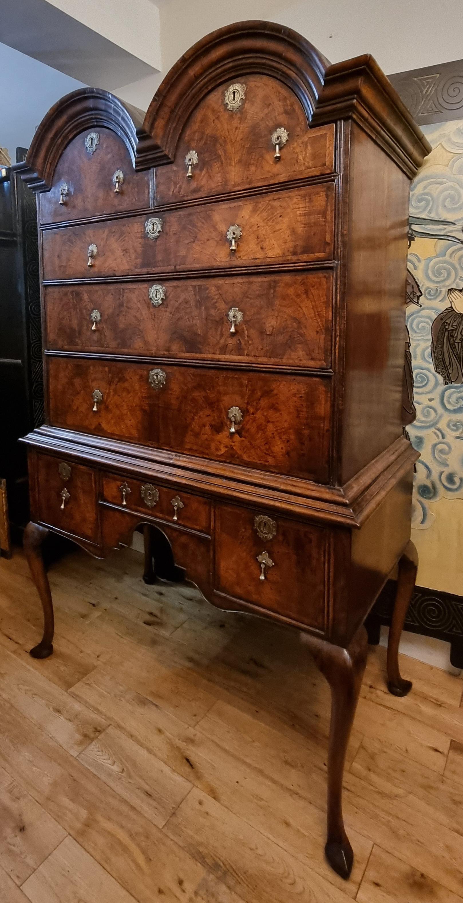 William and Mary 18th Century William & Mary Domed Walnut Chest on Stand For Sale