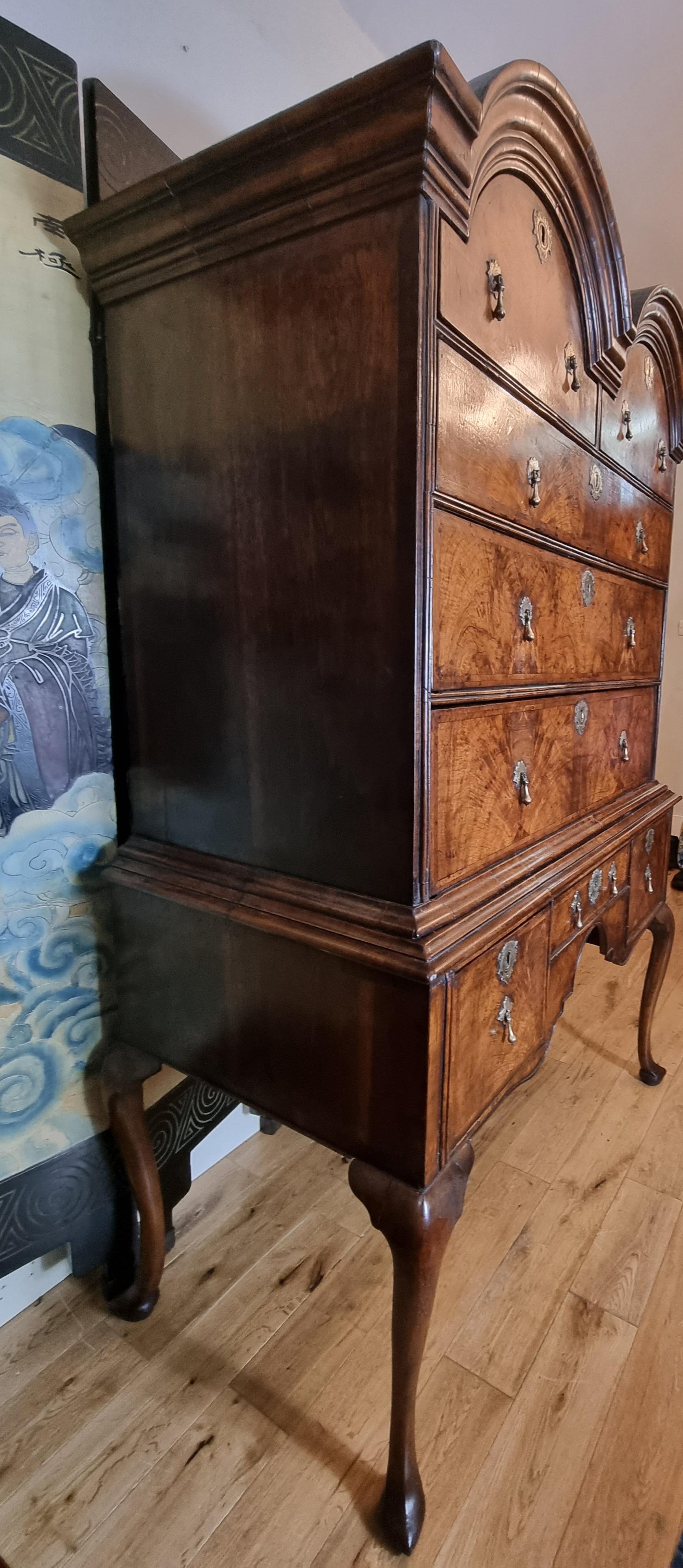 British 18th Century William & Mary Domed Walnut Chest on Stand For Sale