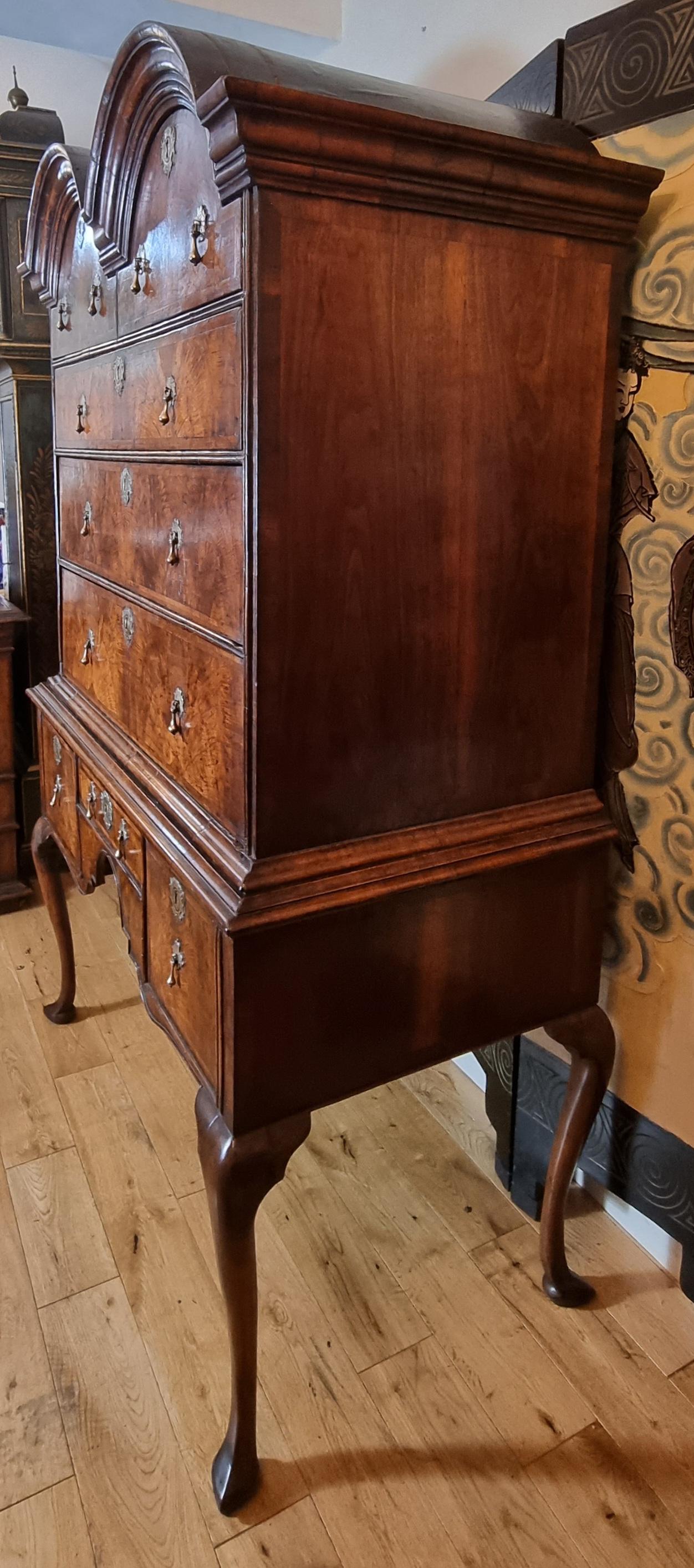 Carved 18th Century William & Mary Domed Walnut Chest on Stand For Sale